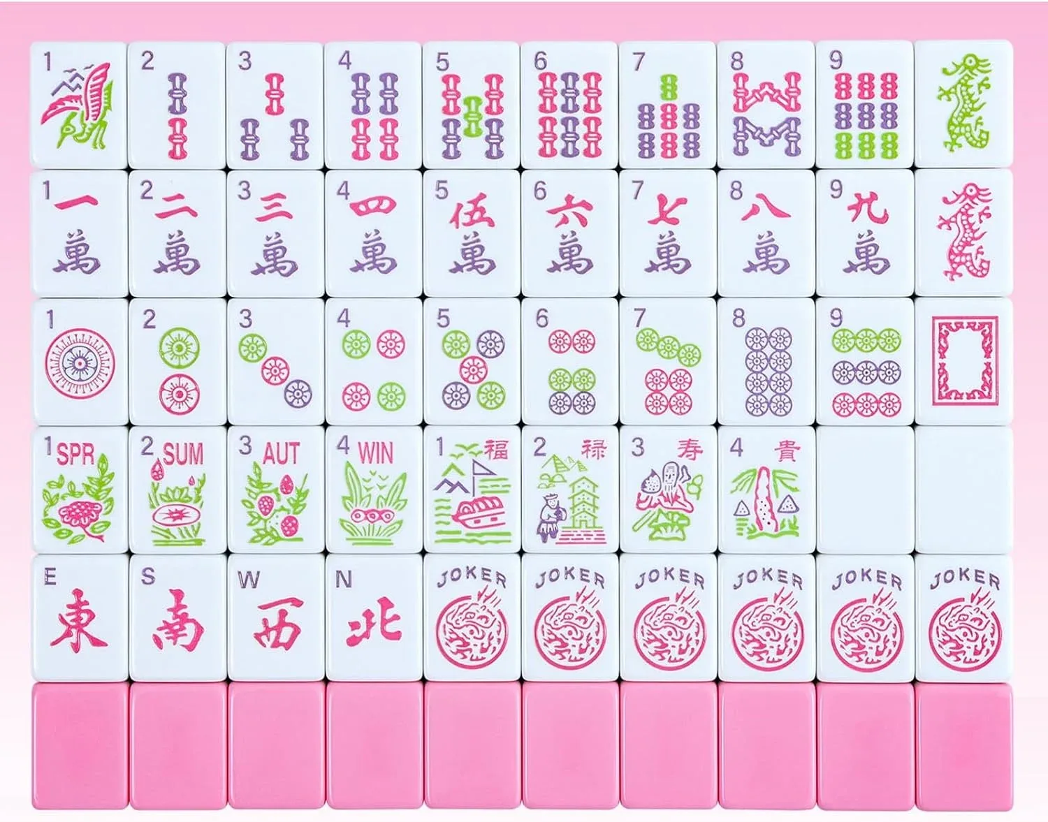 Majolicia 166 American Mahjong Tiles, 1.2" Melamine Mahjong Tiles Only, Pink Mahjong Tile Set