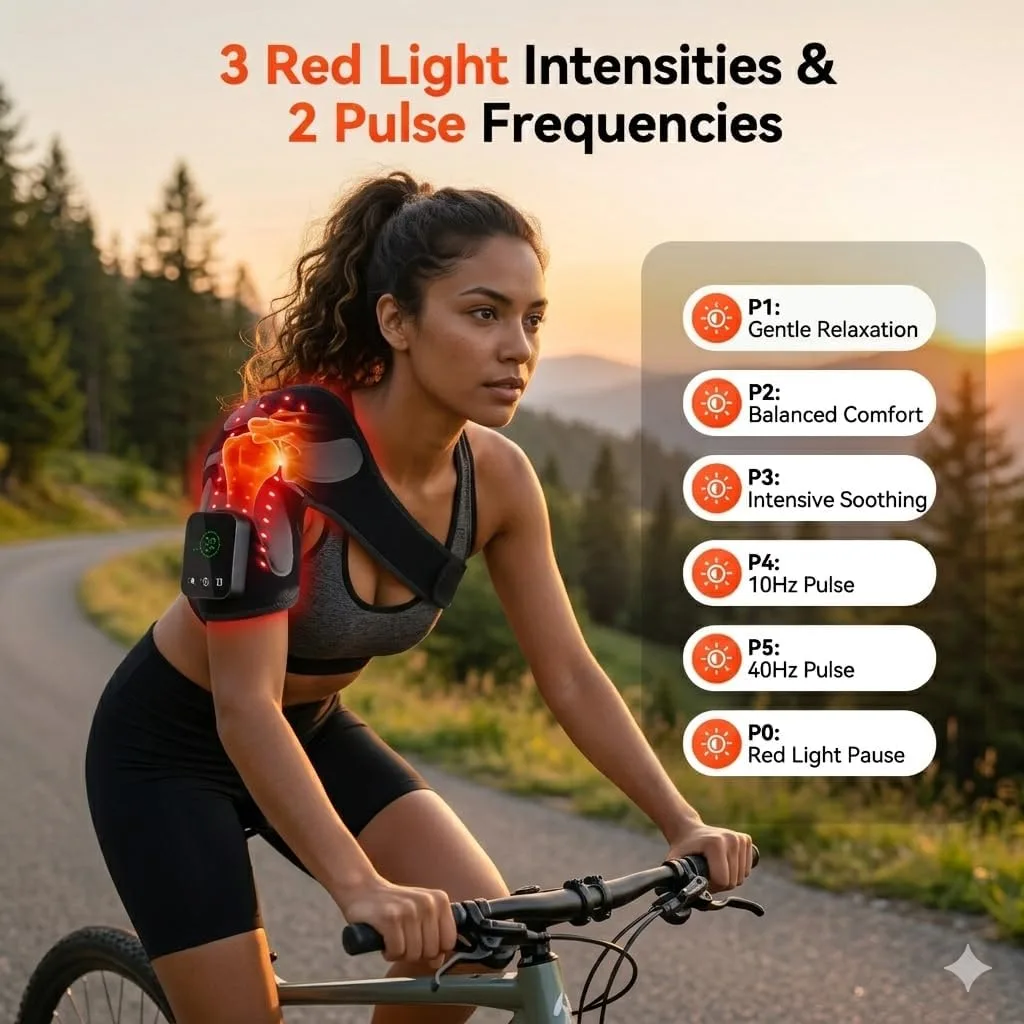 Red Light Therapy Knee Massager Device, 660nm & 850nm Infrared Heat & Vibration Cordless Knee Massager 5000mAh Rechargeable for Knee, Elbow, Shoulder Joint Massage Therapy-Black