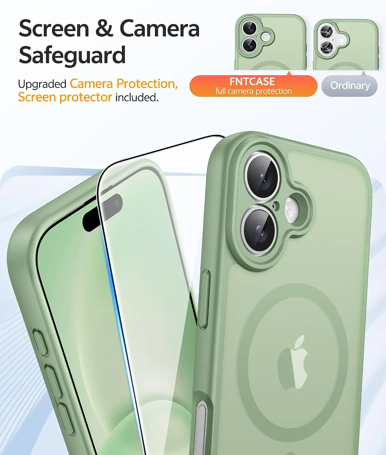 FNTCASE for iPhone 16 Case, Fit for Magsafe, Light Moss