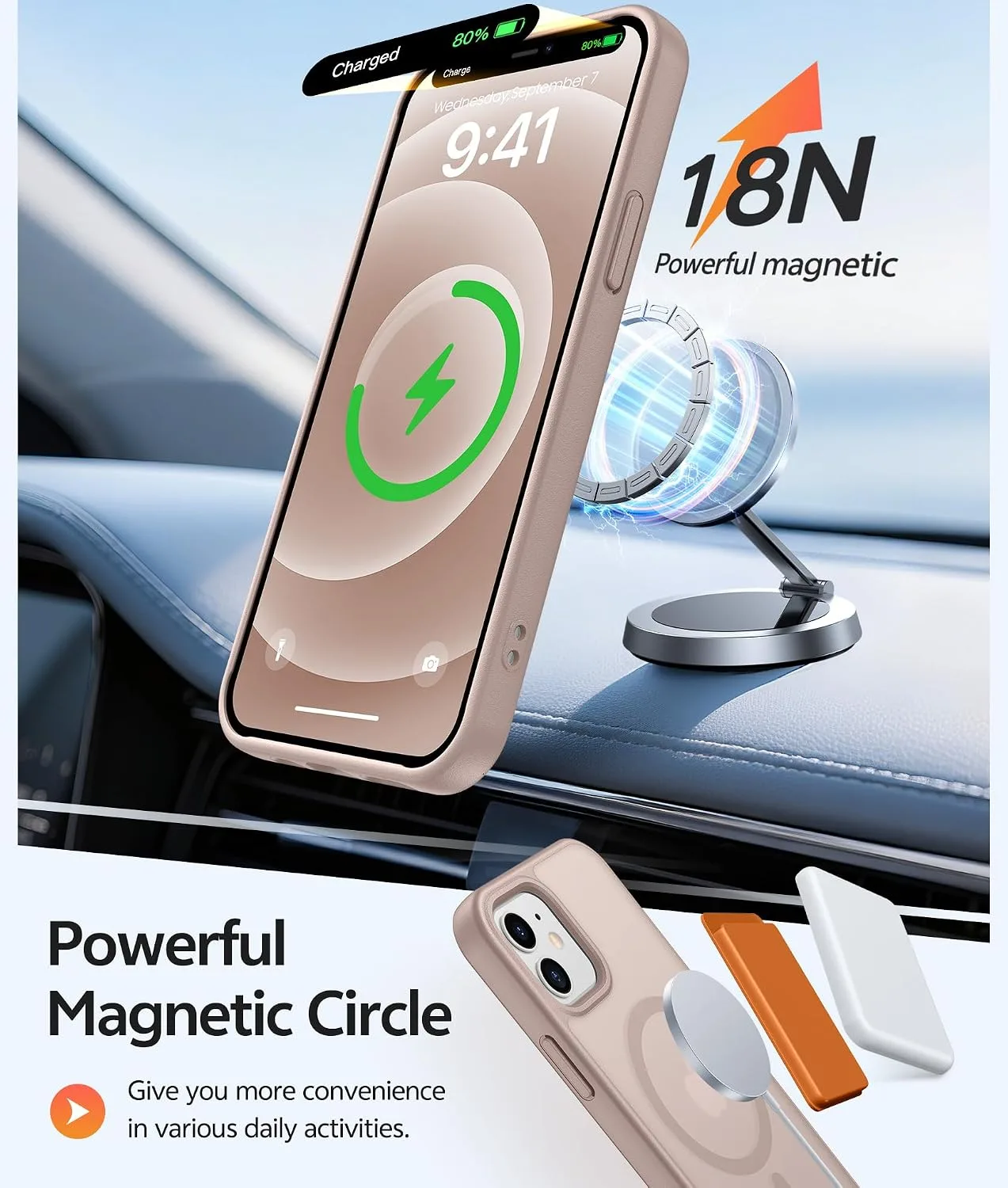 FNTCASE for iPhone 12/12 Pro Case, Fit for Magsafe, Desert Gold