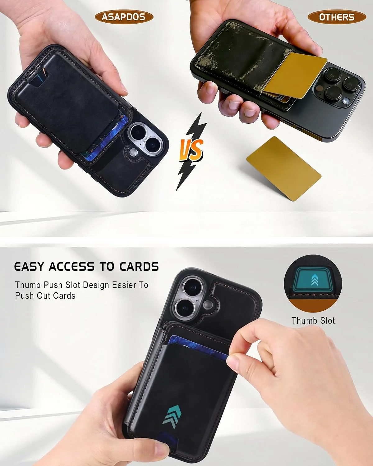 Magnetic Detachable Wallet Case for iPhone 17 with Kickstand,2-in-1 MagSafe Compatible RFID Blocking Card Holder,Slim PU Leather Cover Black