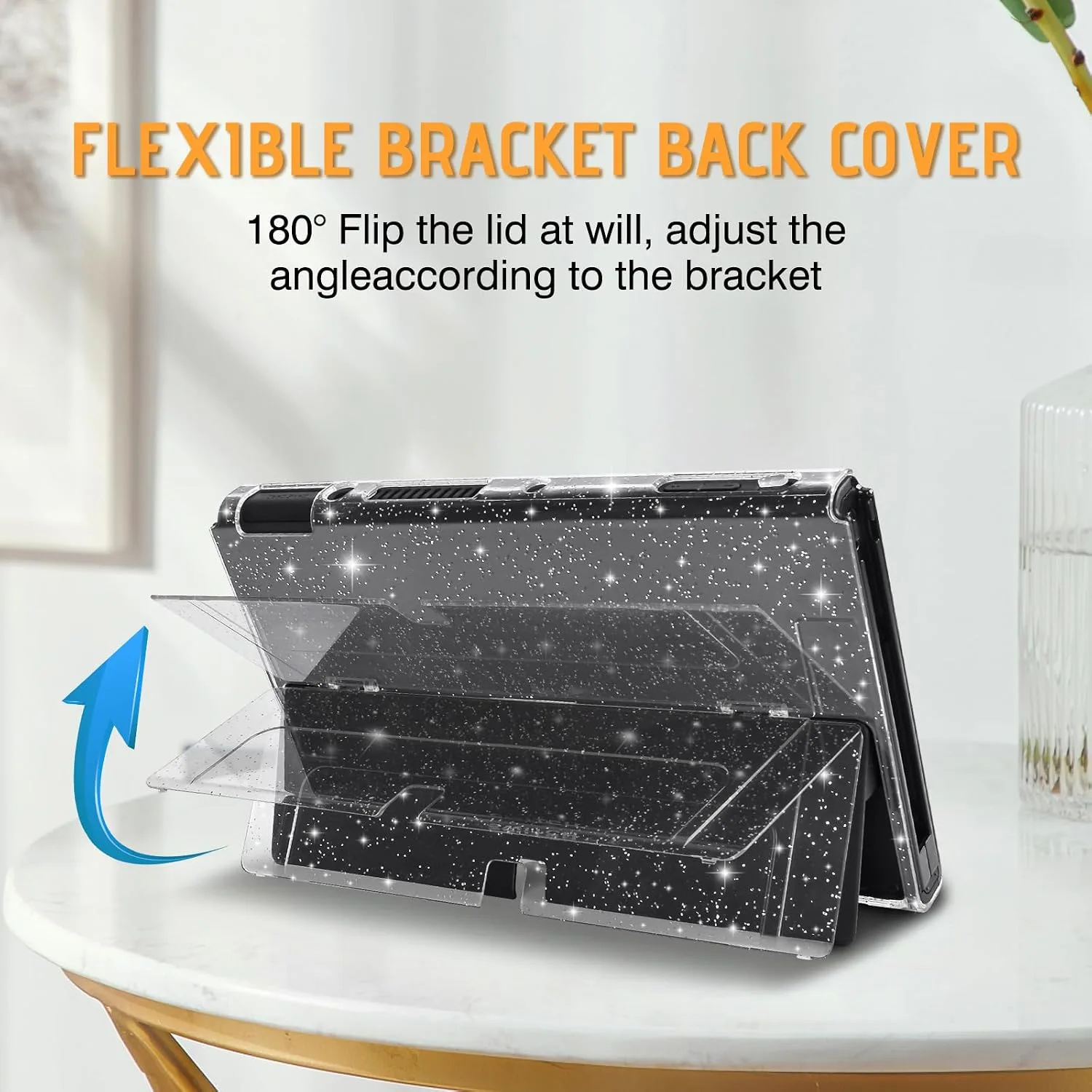 DLseego Protective Glitter Case Compatible with Switch OLED Console - Updated Version, Bling Soft TPU Cover with Shock-Absorption and Anti-Scratch Design - Crystal