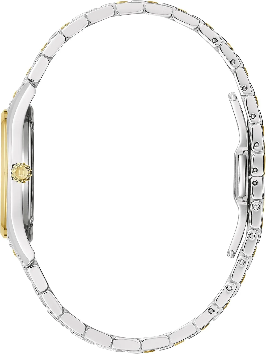 Bulova Ladies' Classic Diamond 3-Hand Quartz Stainless Steel Watch, 16 Diamonds, Mother-of-Pearl Dial, Curved Mineral Crystal