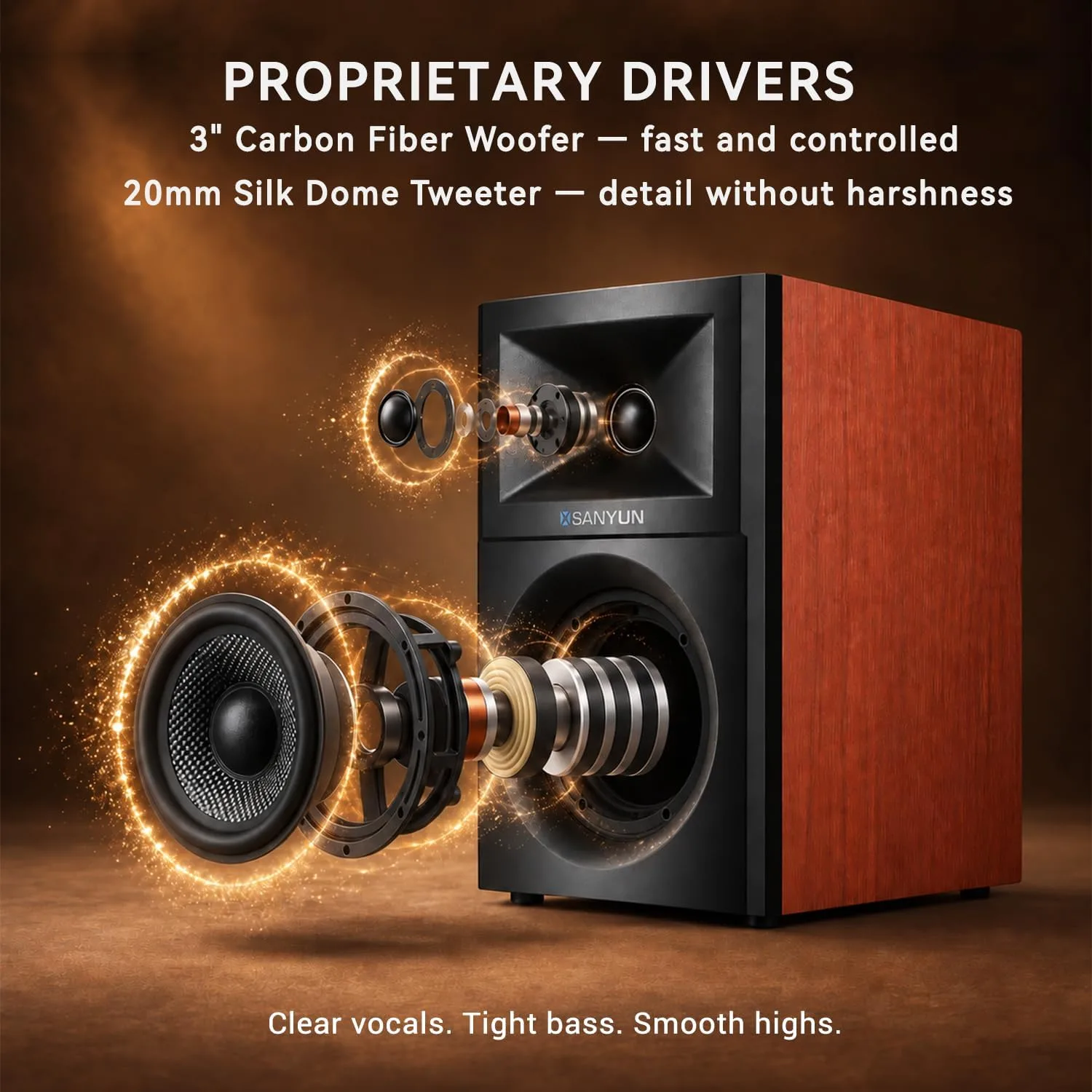 Sanyun SW203 3" 60W Computer Speakers for Desktop Monitor PC, 24bit DAC