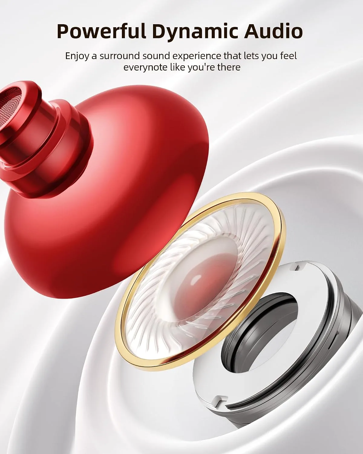 PocBuds Bluetooth Headphones Wireless Earbuds 80hrs Playtime Wireless Charging Case Digital Display Sports Ear Buds with Earhook Deep Bass IPX7 Waterproof Over-Ear Earphones for TV Phone Laptop Black
