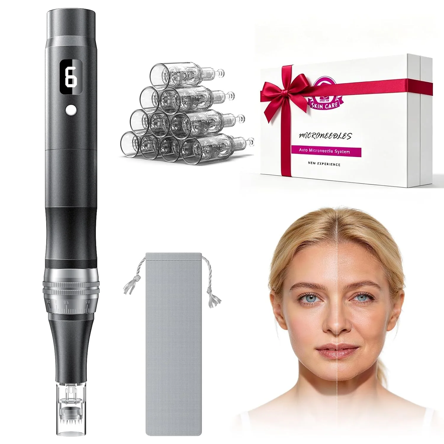 Microneedling Pen – Microneedle Derma Roller Pen for Home Use-0.25MM Grey