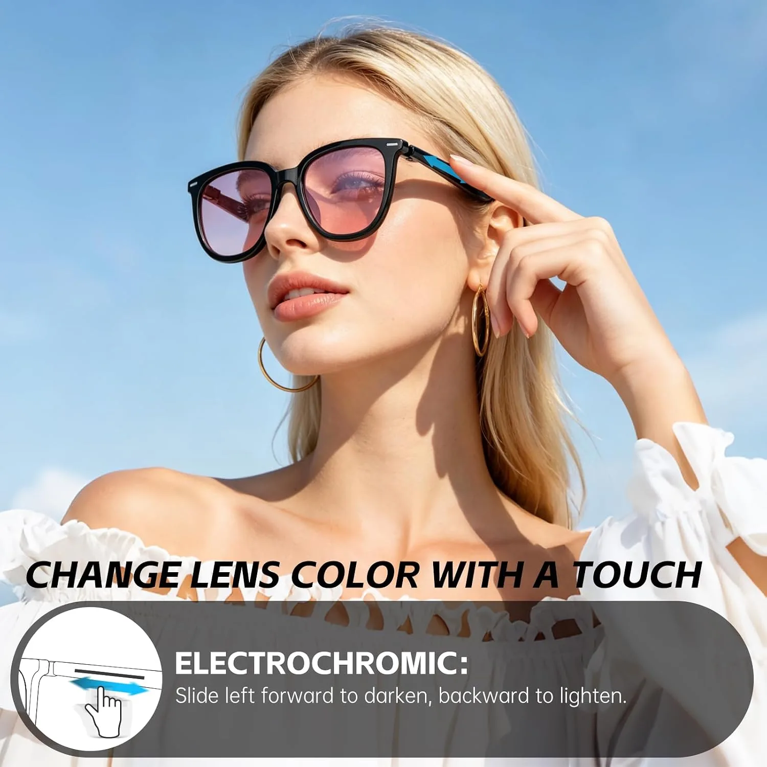 AI Smart Glasses Color Changing Translation Sunglasses Camera-Free Privacy
