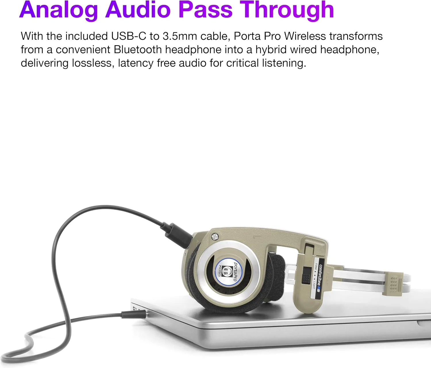 Koss Porta Pro Wireless 2.0 Retro 80s Style On-Ear Headphones, Rhythm Beige