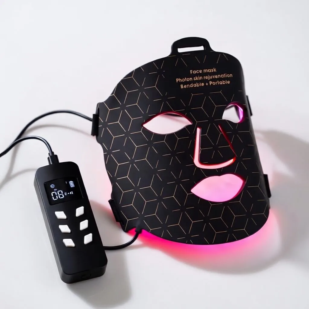 FDA Cleared LED Light Therapy Mask for Face - Infrared Red Light Therapy for Skin - Red Light Therapy for Face - 460nm Blue, 590nm Yellow, 630nm Red, 850nm NIR, 40mw/cm Irradiance