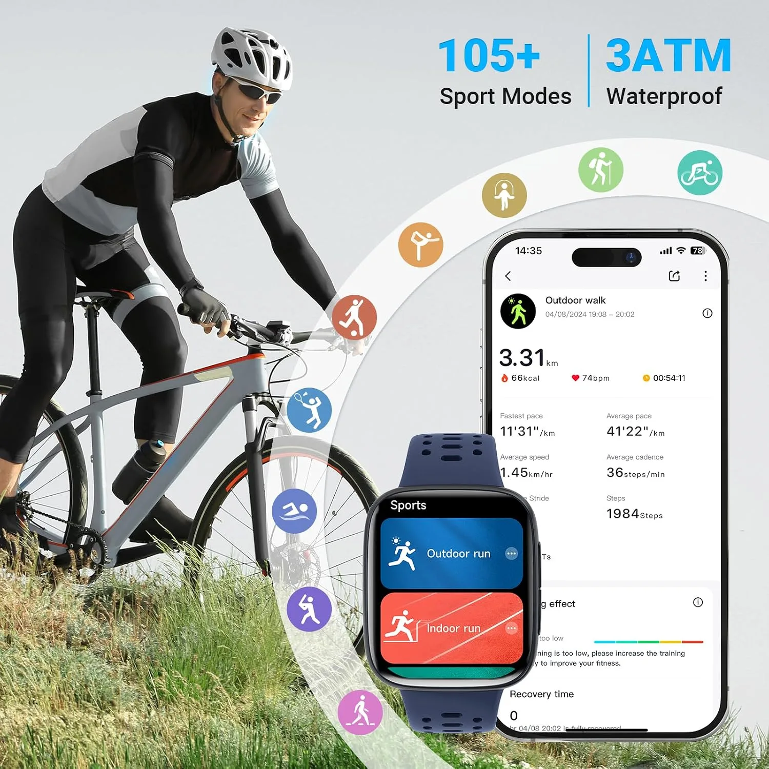 Smart Watches for Women/Men Android iPhone, [1.85" AMOLED Screen] Smartwatch Fitness Tracker 3ATM Waterproof with Bluetooth Calls, AI Control, Heart Rate/SpO2/Sleep Monitor, 7 Days Battery