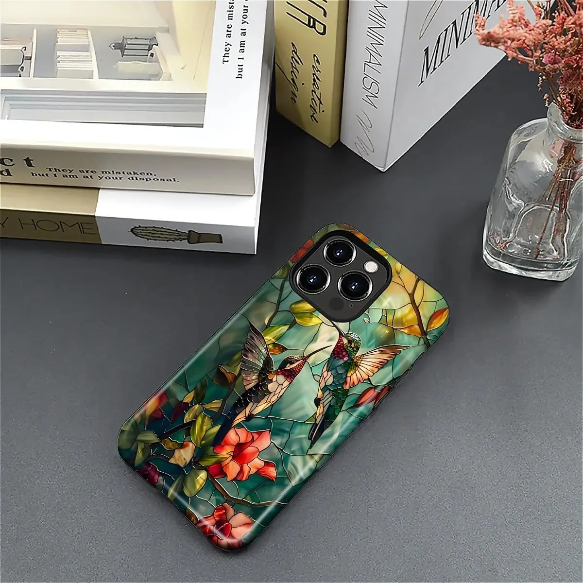 DAIZAG Case for iPhone 16 Pro,Mixed 2 Layer Design Shockproof Soft TPU Ddouble Protection Phone Case for iPhone 16 Pro-Gorgeous Hummingbird