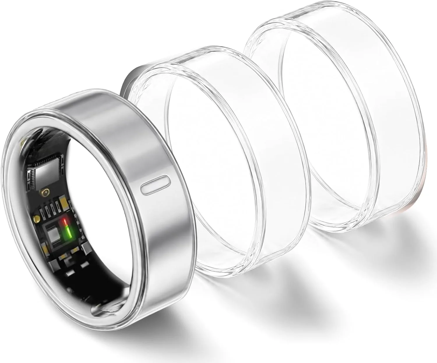 3 Pack Ring Cover Compatible with Ultrahuman Ring Air, Ultra-Thin Anti-Scratch TPU Ring Protector, Charge Without Removing, Clear*3, Size 8