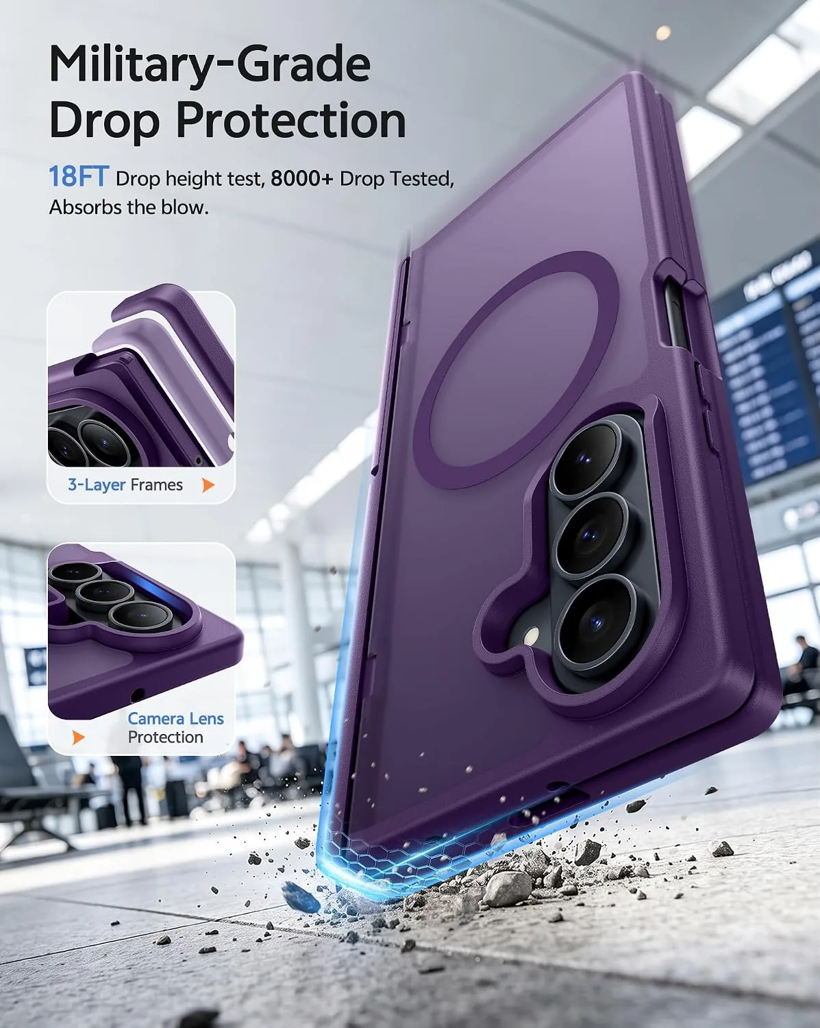 FNTCASE for Galaxy Z Fold 8 Ultra/Z Fold 7 Case Fit for MagSafe Purple