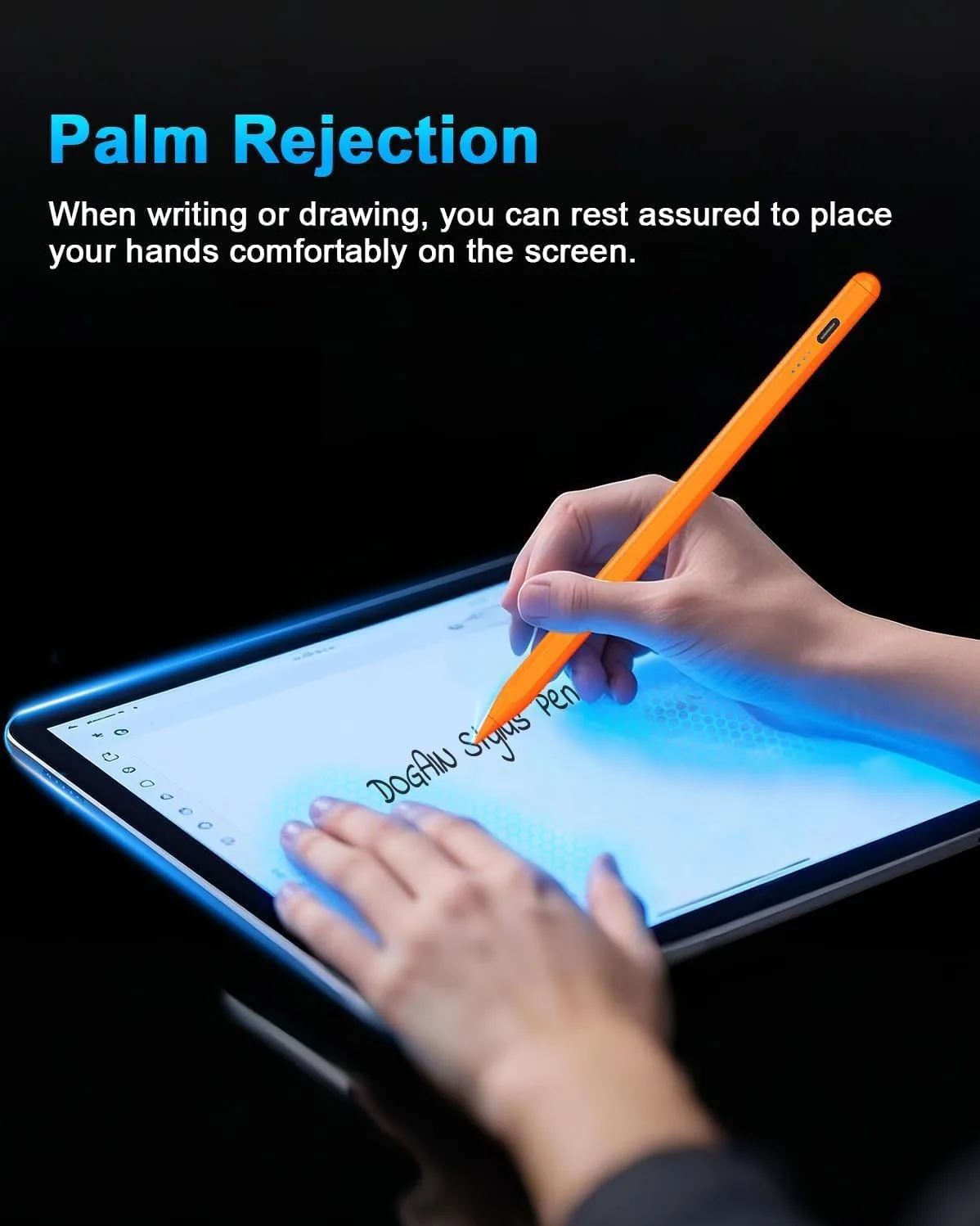 DOGAIN A8 Stylus Pen for iPad 2018-2026, Fast Charge, Palm Rejection-Orange