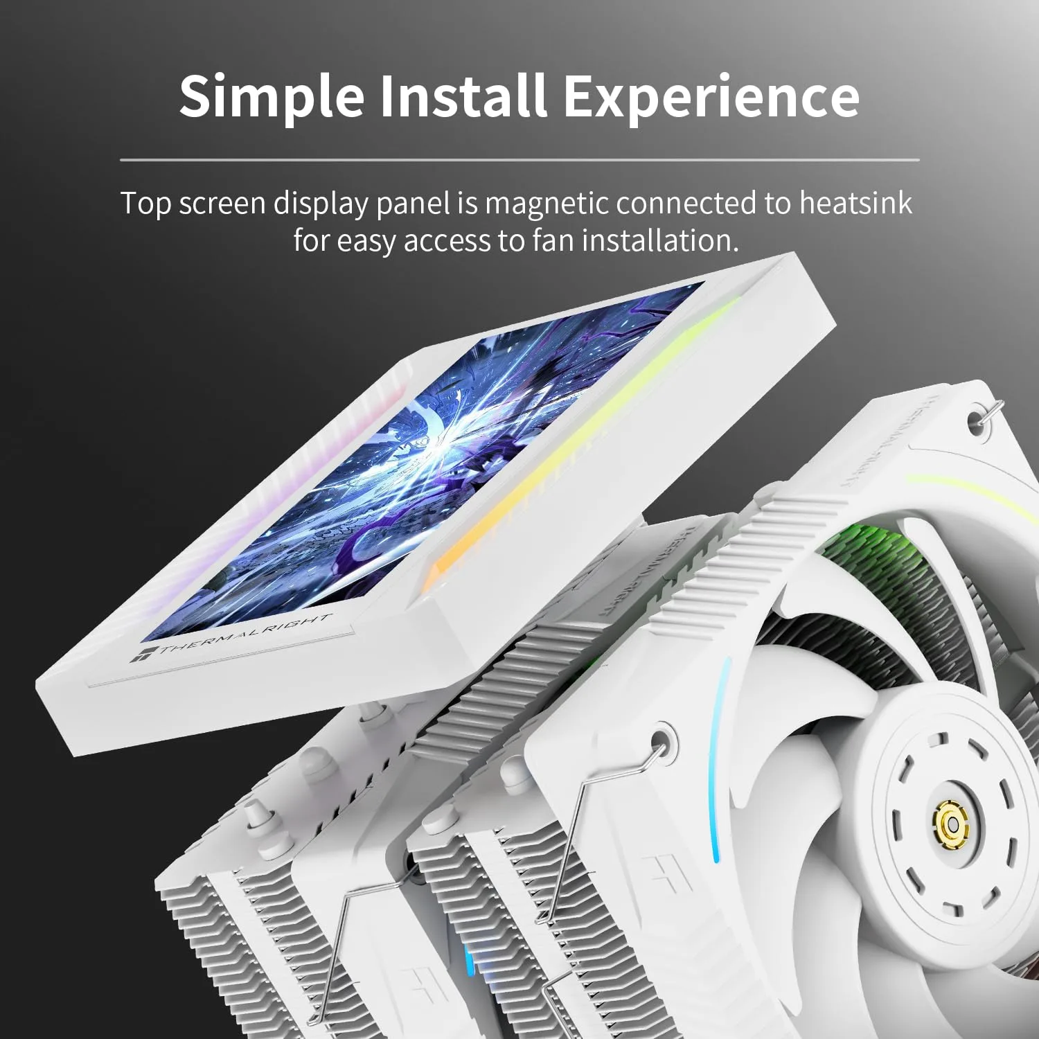 Thermalright TR Peerless Assassin 120 Vision MAX ARGB White CPU Cooler, PC Heatsink Cooler 6 Heat Pipes, 5’’ Magnetic Display Screen with 480x854 Resolution,for AM4/AM5 and Intel LGA1700/1851