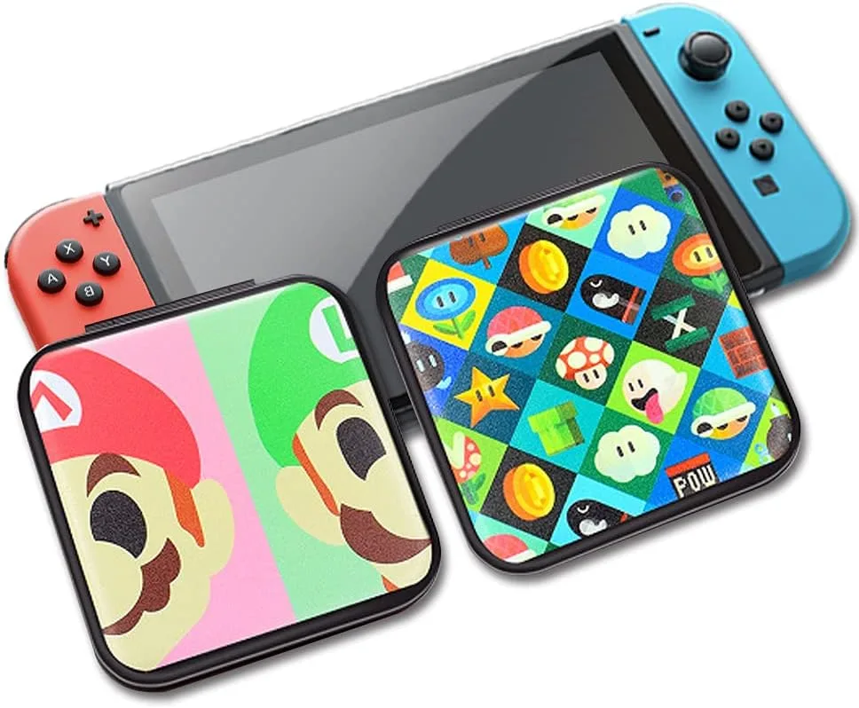 PERFECTSIGHT Cute Switch Game Card Case Compatible with Nintendo Switch Lite/ OLED 12 Slots Game Holder Cartridge Case for Game and SD Cards, Kawaii Portable Compact Game Storage Box, Red & Green