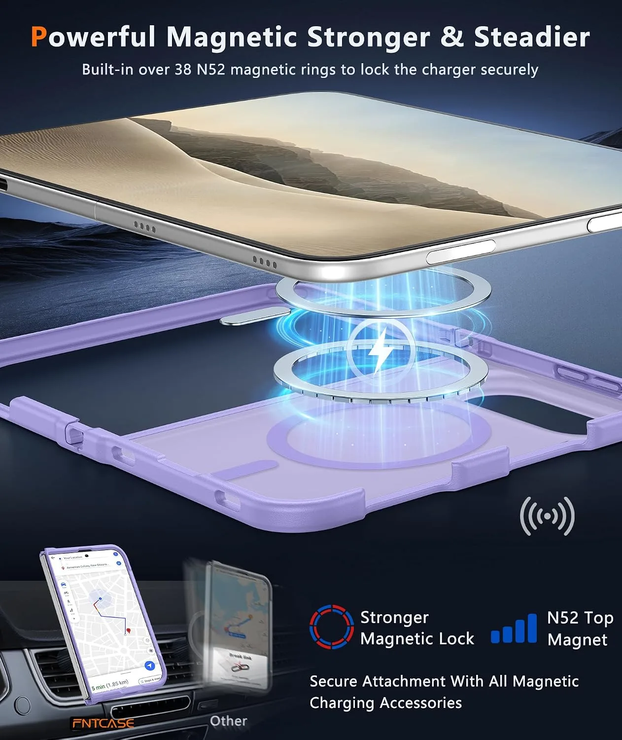 FNTCASE for iPhone Duo Case, Fit for Magsafe, Light Purple