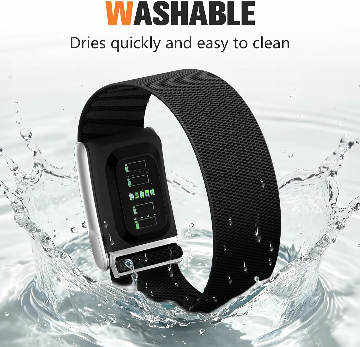 Getino Sport Band Compatible with Whoop 5.0 Bands One, Peak and Life/MG, Breathable Adjustable Elastic Replacement Soft Nylon Strap Accessories for Whoop Band 5.0 Fitness Tracker, TitaniumBlack