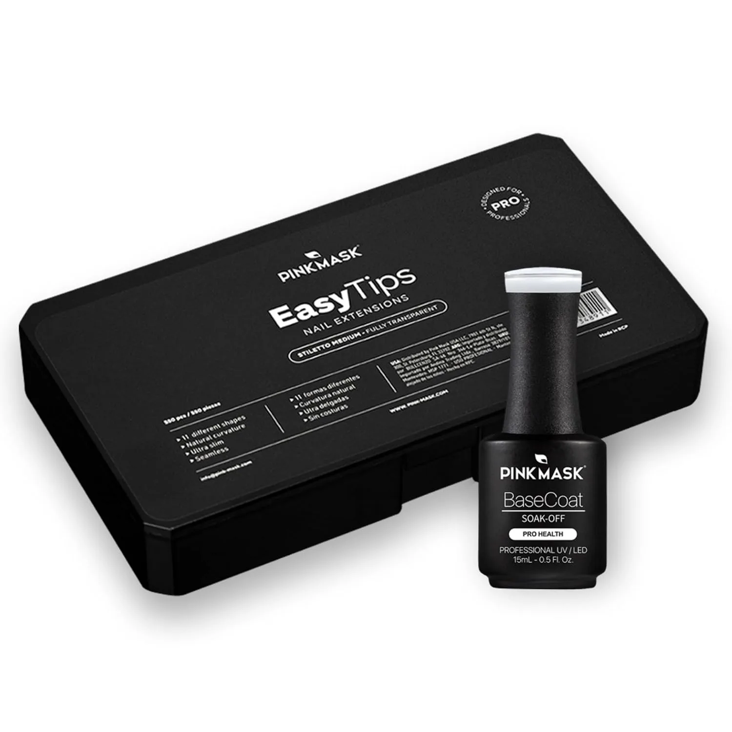 PINK MASK Professional Gel Color Base Coat Nail Polish - 15ml / 0.5 oz - Multiple Shades & Strengthening Formula - Long Lasting Soak Off UV/LED Gel Polish (Tip Base Coat)
