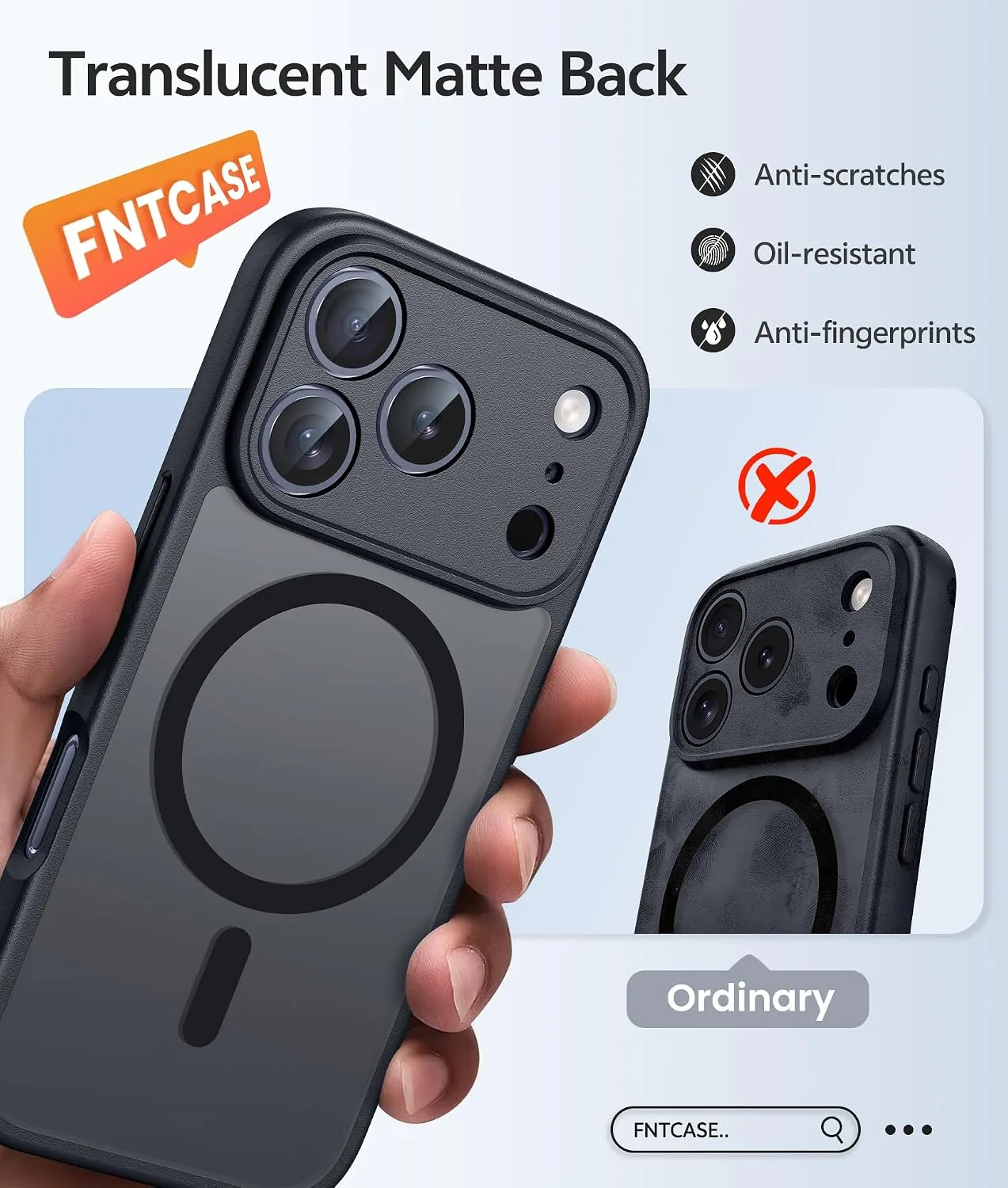 FNTCASE for iPhone 18 Pro Case/iPhone 17 Pro Case, Fit for Magsafe, Black