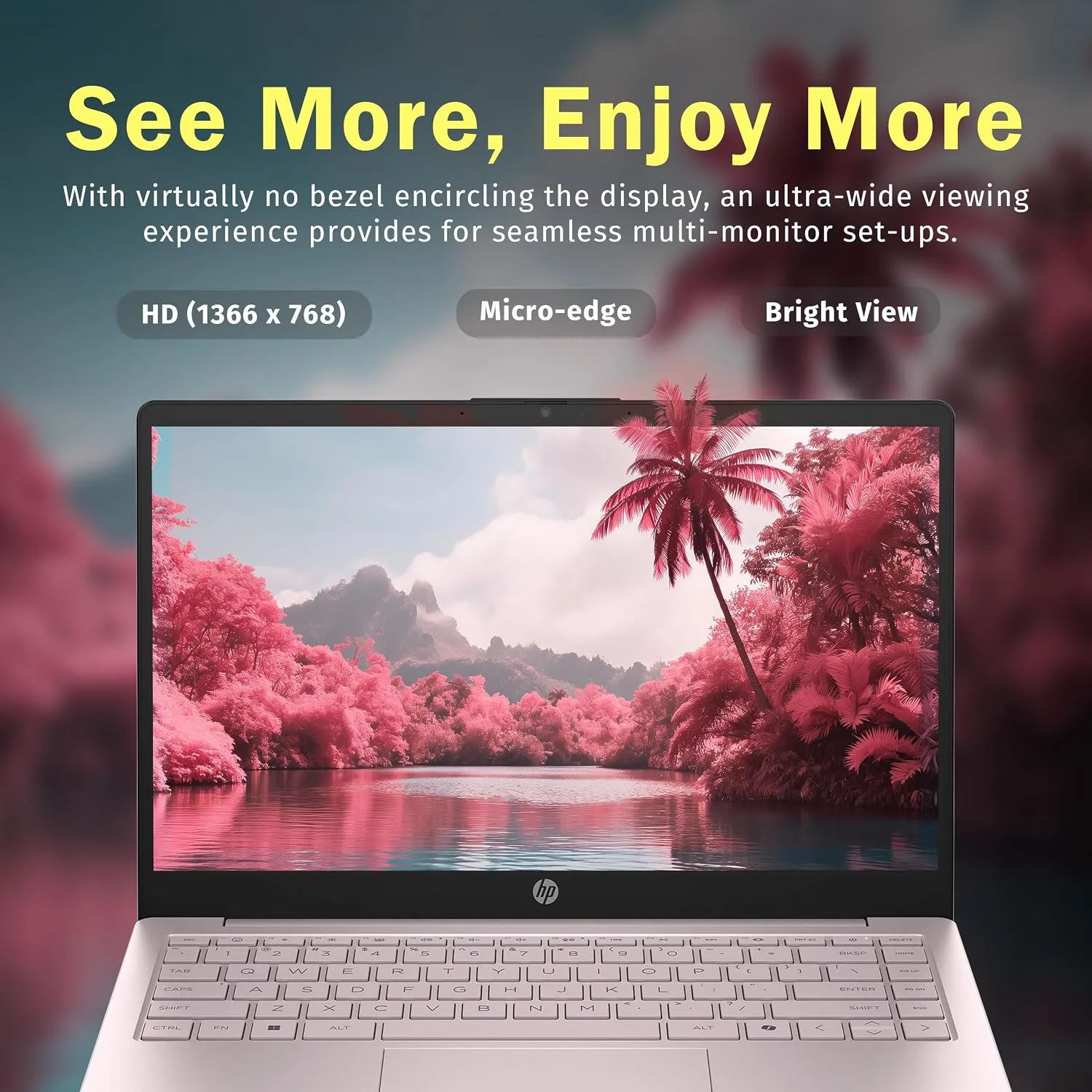 HP Stream 14" HD Laptop, Intel Processor N150, 4GB RAM, 128GB UFS, Intel Graphics, Webcam, Bluetooth, Windows 11s, Pink (Renewed)