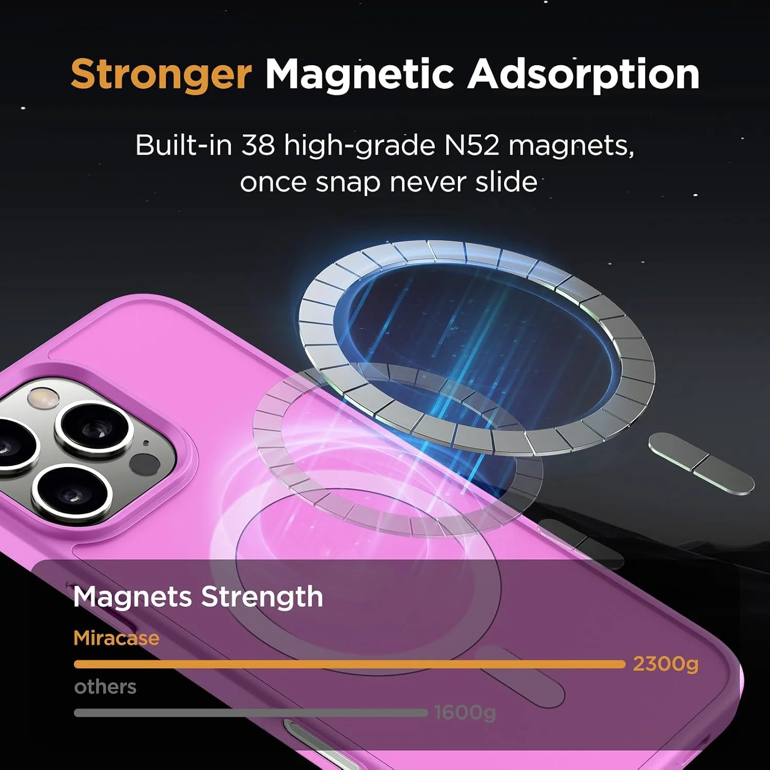 Miracase Magnetic for iPhone 16 Pro Max Case, 6.9 inch, Slim, Lilac Pink