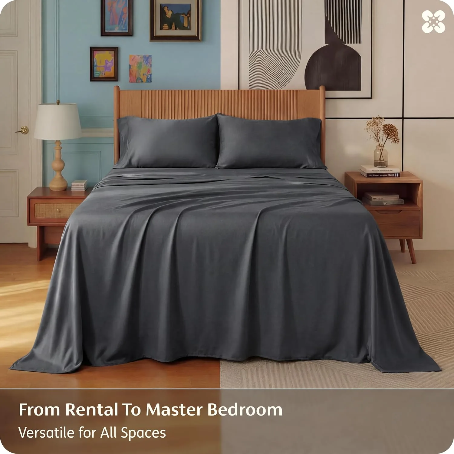 Bedsure PureWoven 100% Rayon Derived from Bamboo, Full Size Sheets, 4 PCS