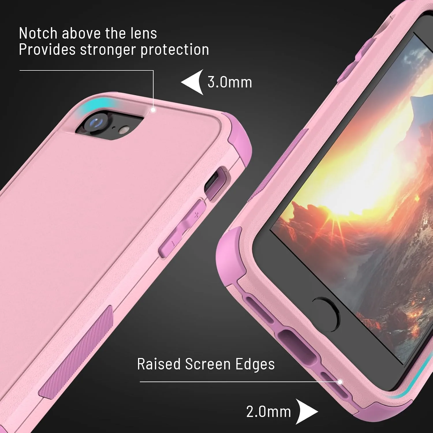 X-belmox Heavy Duty Phone Case for iPhone SE 3rd Generation Drop Proof Pink