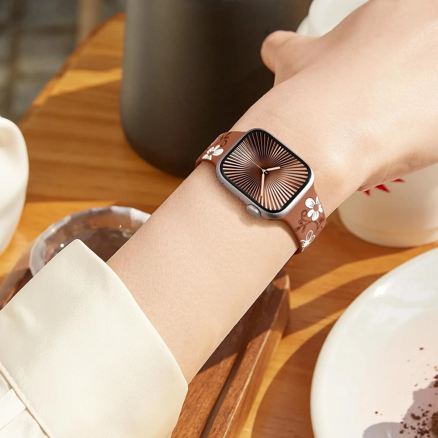 Witzon Floral Silicone Band Compatible with Apple Watch Bands For Women