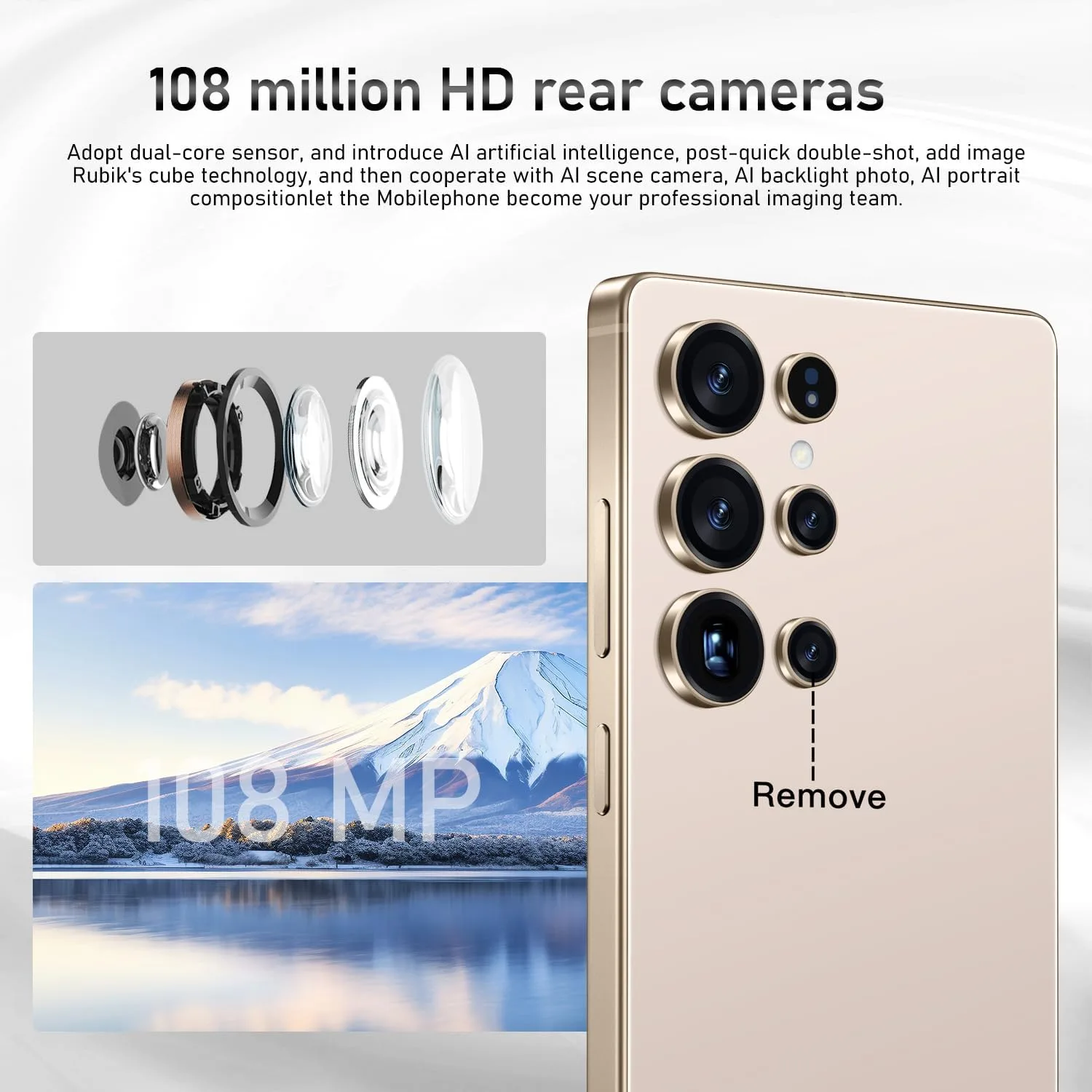 I25Ultra Unlocked Smartphone,16+512GB Unlocked Phone,6.9" HD+ Display,Built in Pen,Snapdragon 8 Gen3 7000mAh Dual Speakers 5G/Face ID/Fingerprint Lock/Dual SIM/GPS (Desert Titanium)