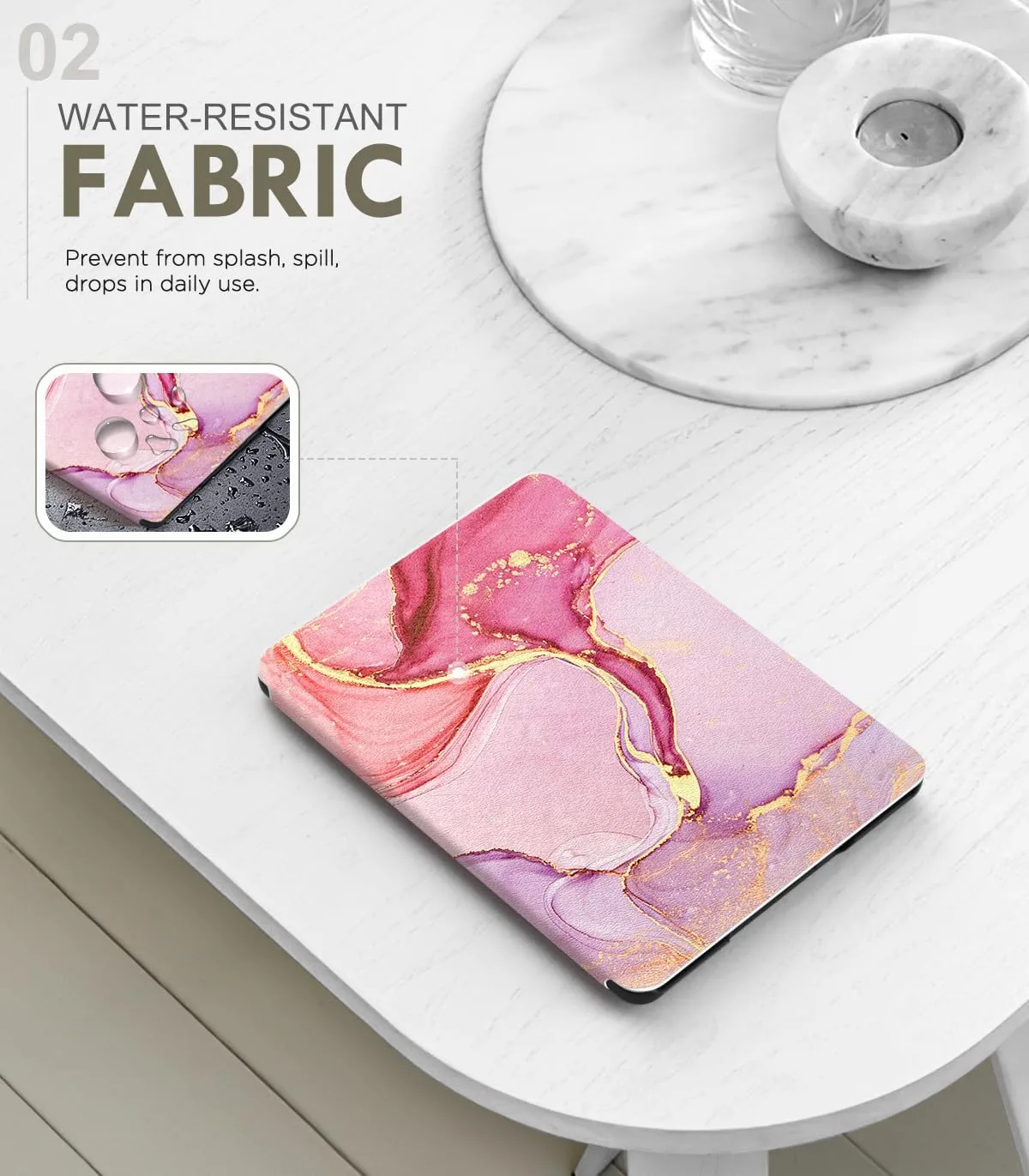 MoKo Case for 7" Kindle Paperwhite 12th Gen 2024/Colorsoft, Pink Fluid