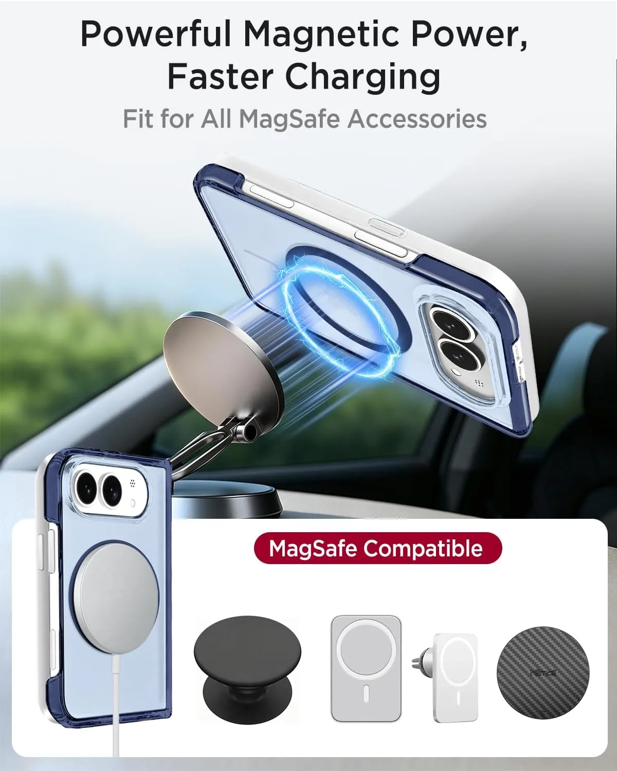 Miimall for iPhone Duo Case for MagSafe with Hinge Protection, [No Screen] Minimalist Ultra Slim Lightweight Shockproof Rugged Anti-Slip Soft Bumper Back Cover for iPhone Duo Thin Case 2026 Blue