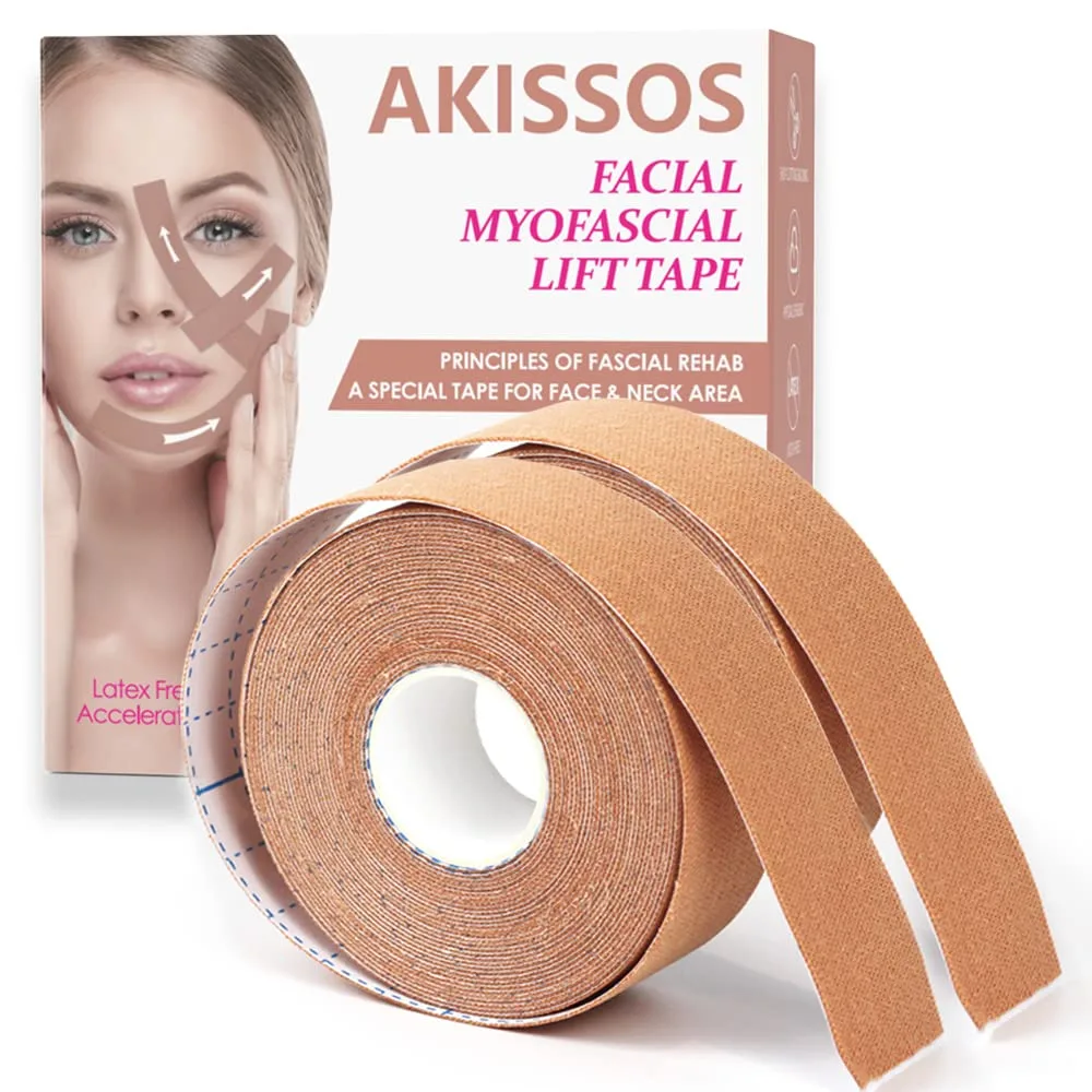 Parche facial antiarrugas Akissos 2 rollos 2.5cm x 5m para rostro y cuello