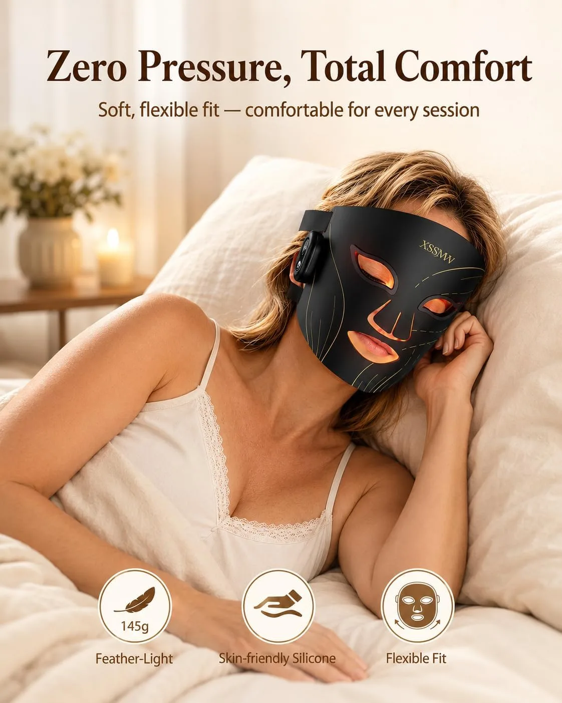 Red Light Therapy Mask for Face, Wireless LED Face Mask, 4 Modes