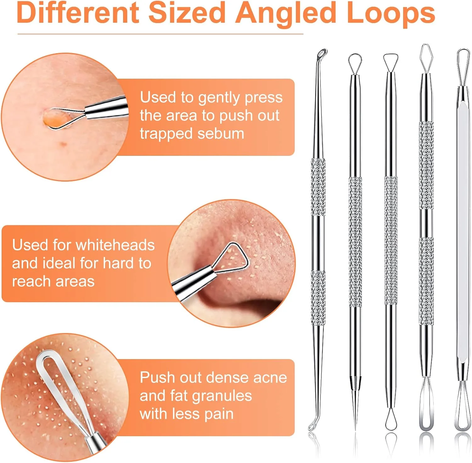 Pimple Popper Tool Kit, IUMAKEVP 15 PCS Professional Stainless Steel Blackhead Remover Comedone Extractor Tools for Removing Zit on Face - Acne Removal Kit with Metal Case (Silver)