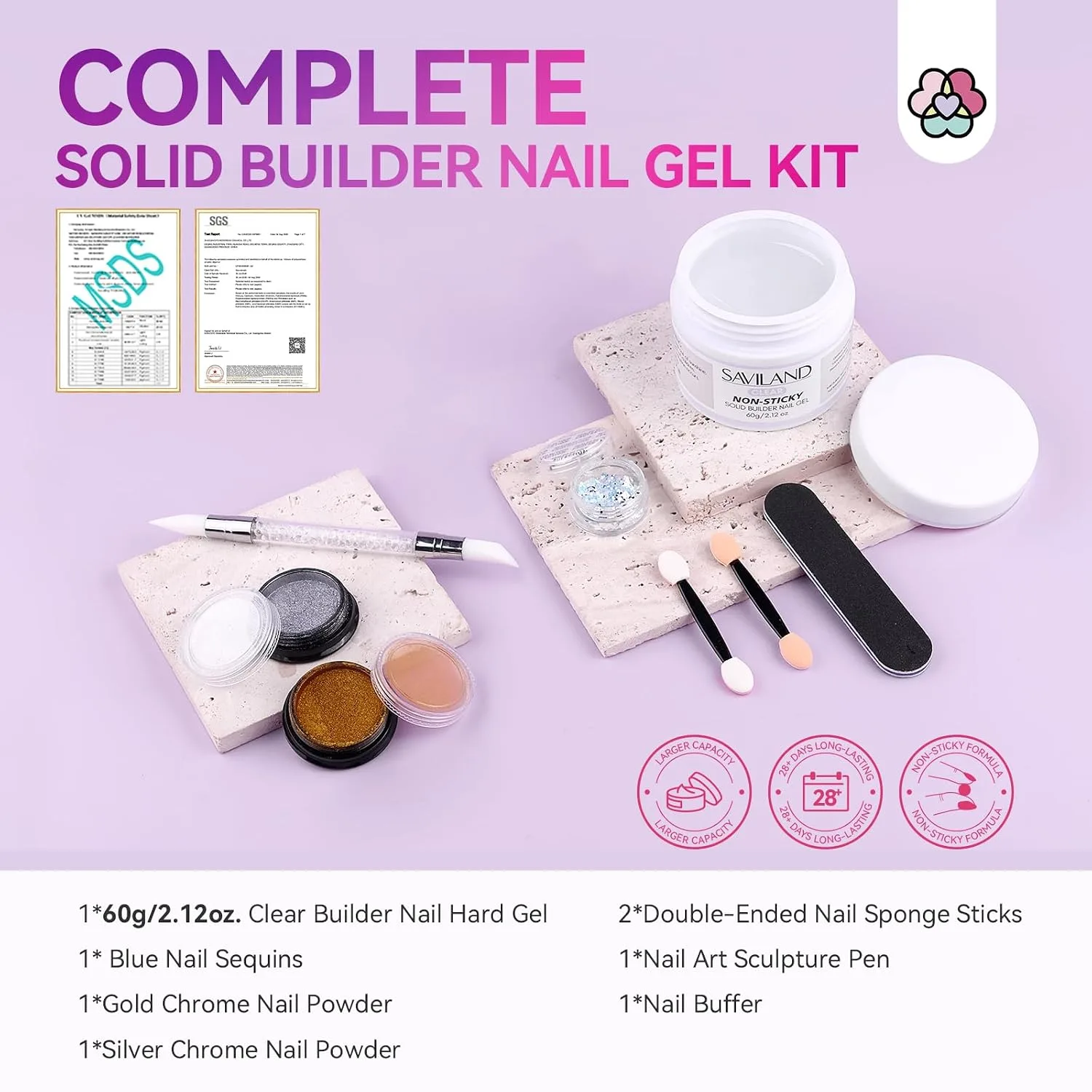 SAVILAND 60g Solid Builder Nail Gel Non-Sticky Sculpting Gel for Nail Art
