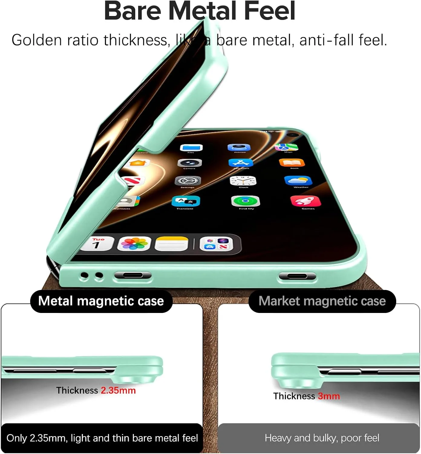 Case for iPhone Duo, Magnetic Phone Case Compatible with Mag-Safe，Green