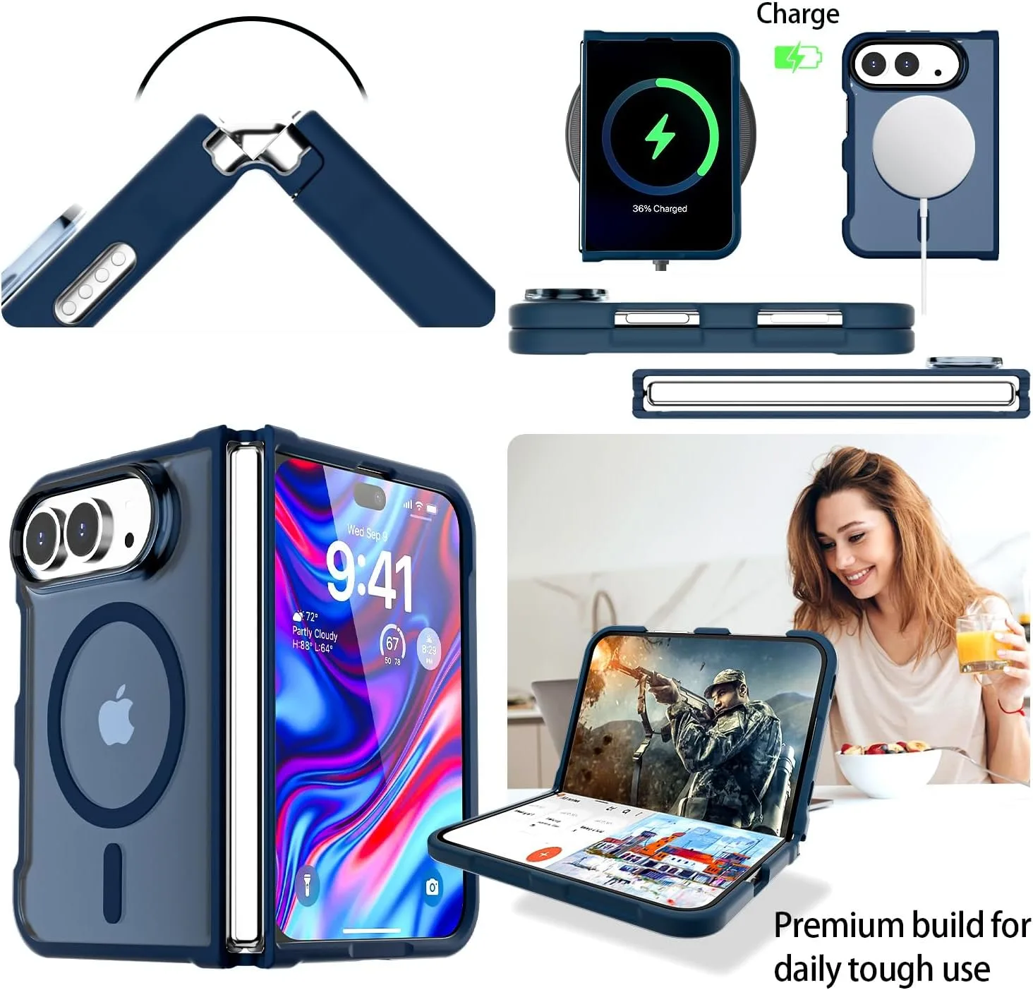 AICase for iPhone Duo Case,Fold Matte Translucent Fit for Magsafe