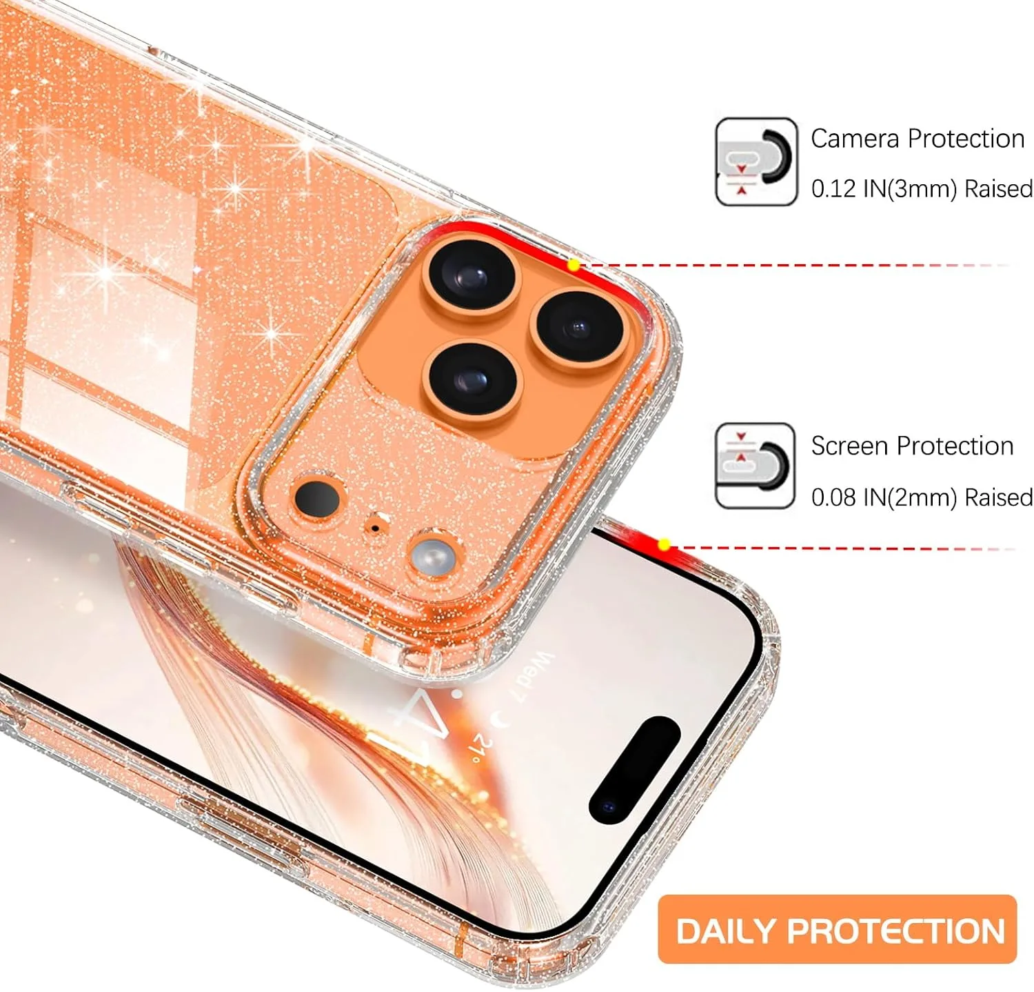YINLAI for iPhone 17 Pro Max Case 6.9-Inch Anti-Yellowing, Clear Glitter