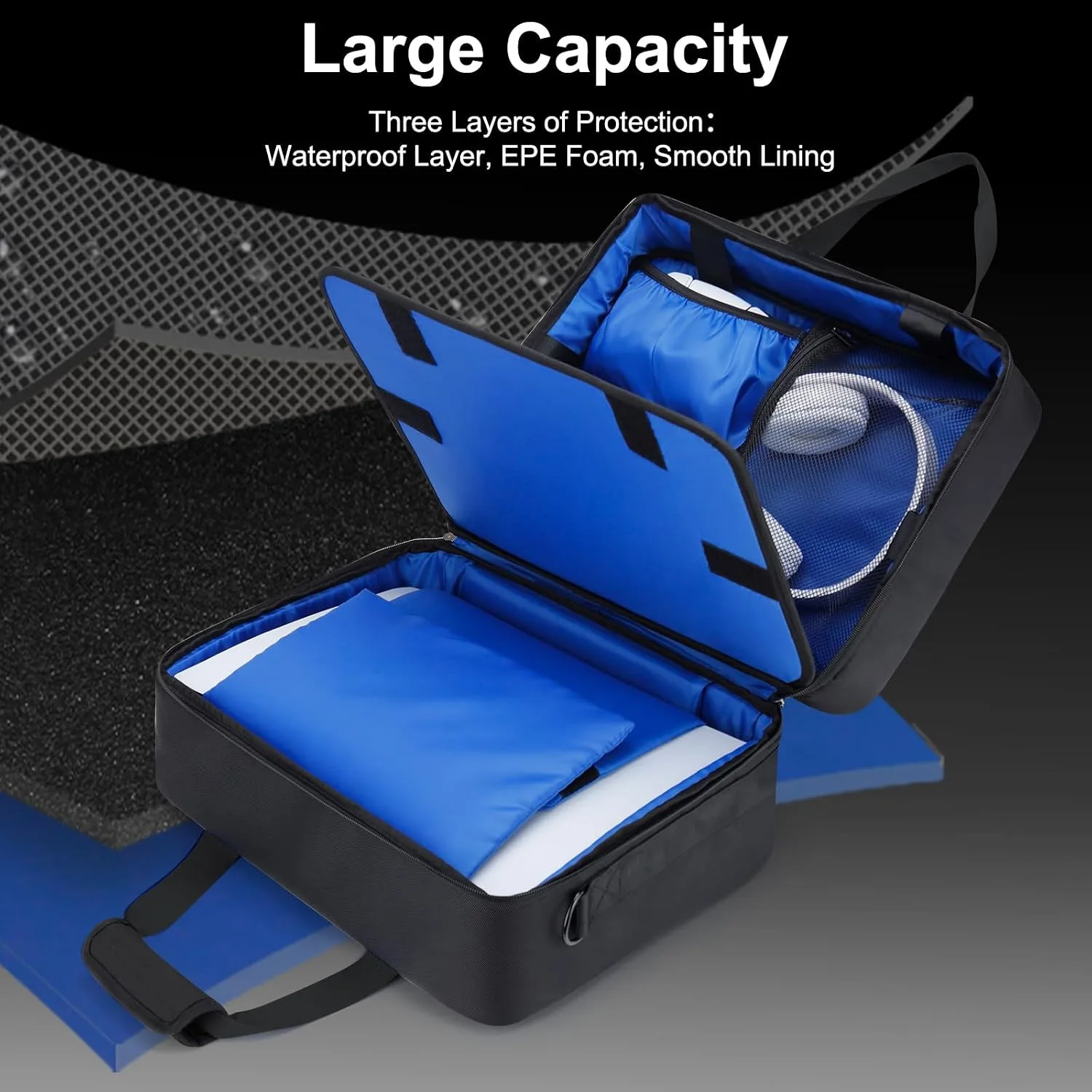 GDNasist Carrying Case Compatible with PS5/PS5 Pro/PS5 Slim, All Black
