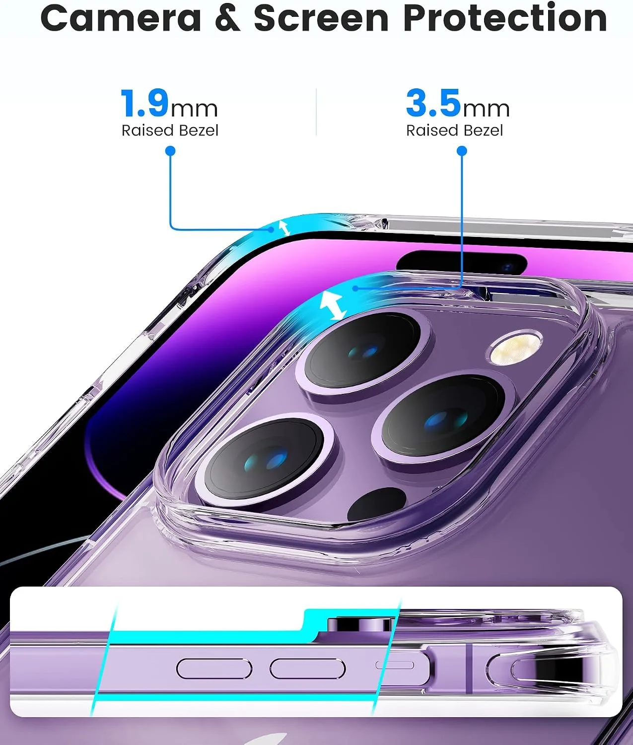 Mkeke for iPhone 14 Pro Case Clear [Not Yellowing]