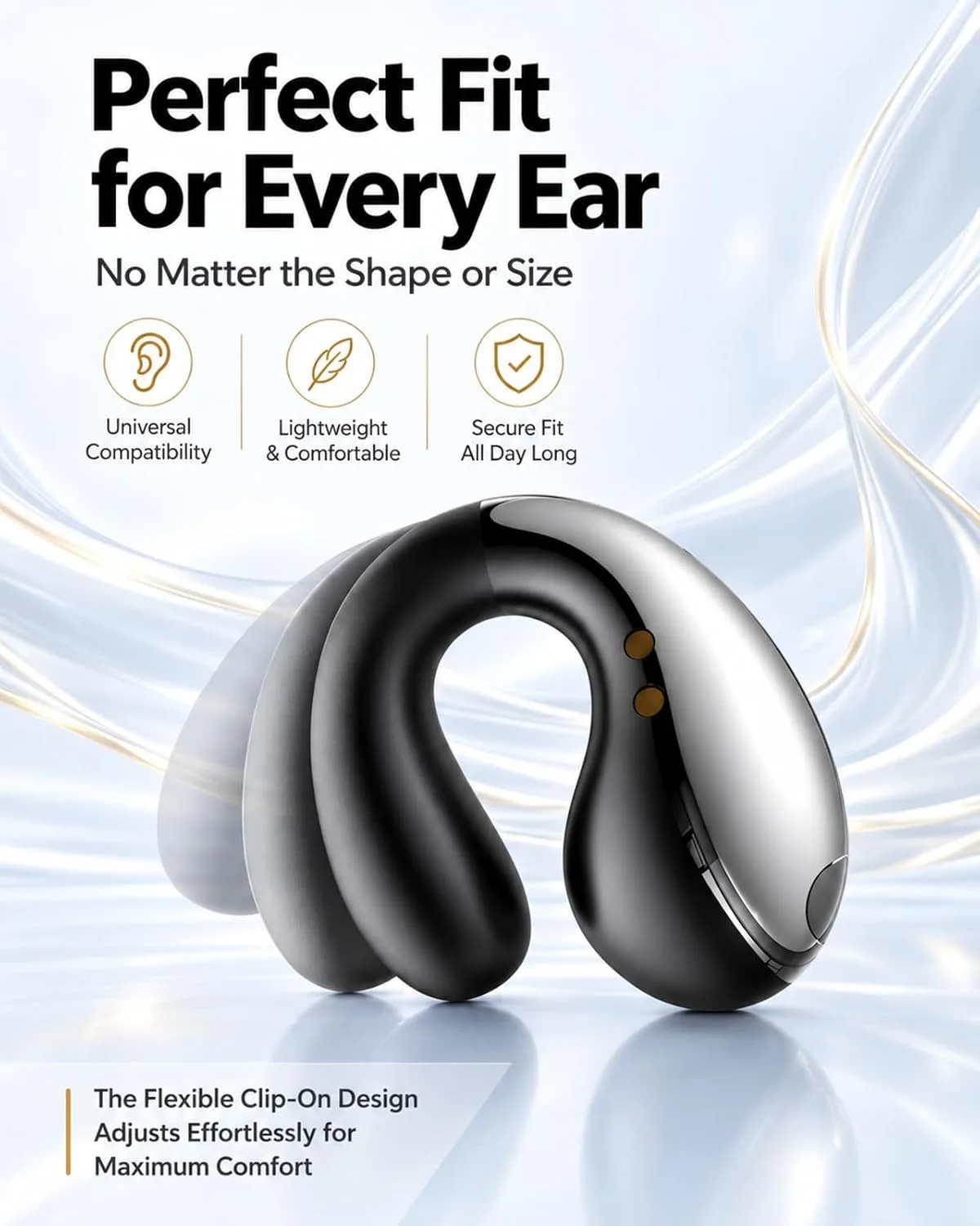 Ultra Open Ear Earbuds, Ergonomic Clip On Headphones for Running & Workouts