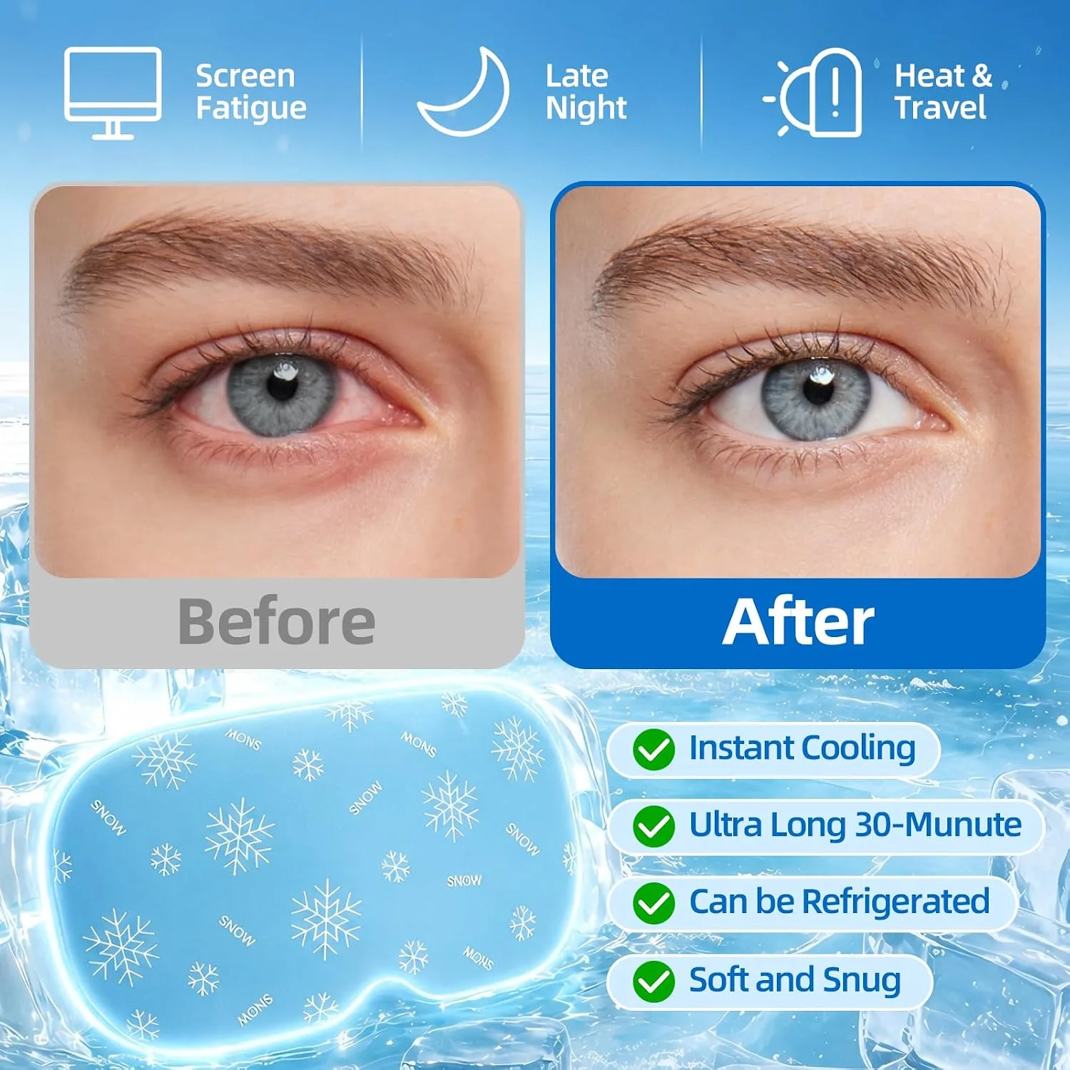 32 Pack Cooling Eye Mask, Cold Eye Mask & Ice Mask for Eyes