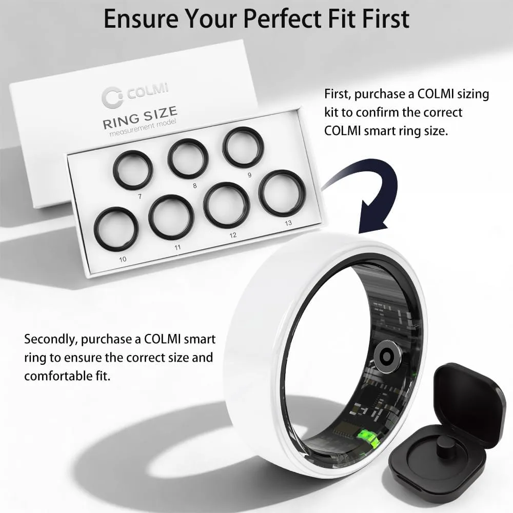 Smart Ring for Women, Health Tracker & 5ATM, COLMI R02. (White Ceramic, 8#)