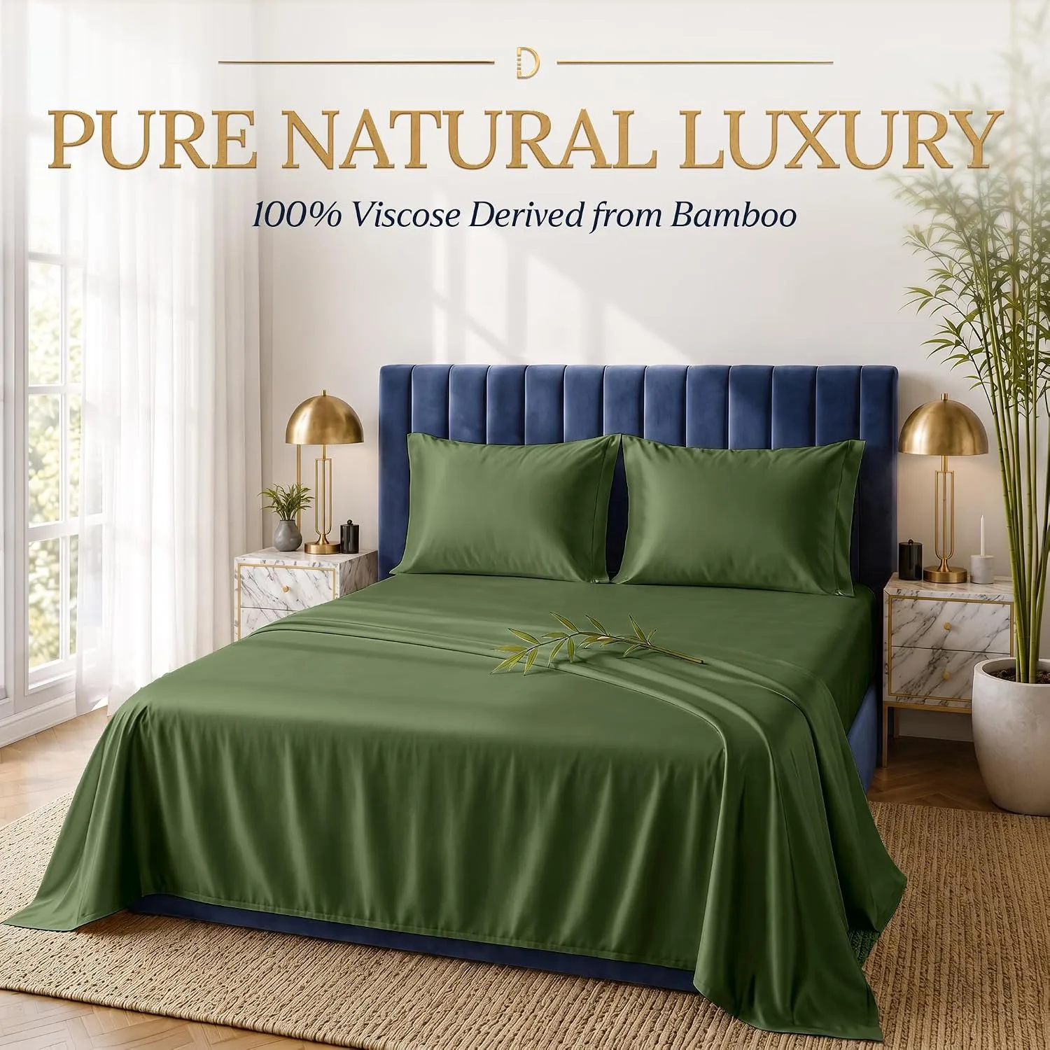 DECOLURE 100% Viscose from Bamboo Sheets Twin Size | 3 Pc Cooling Bed Set