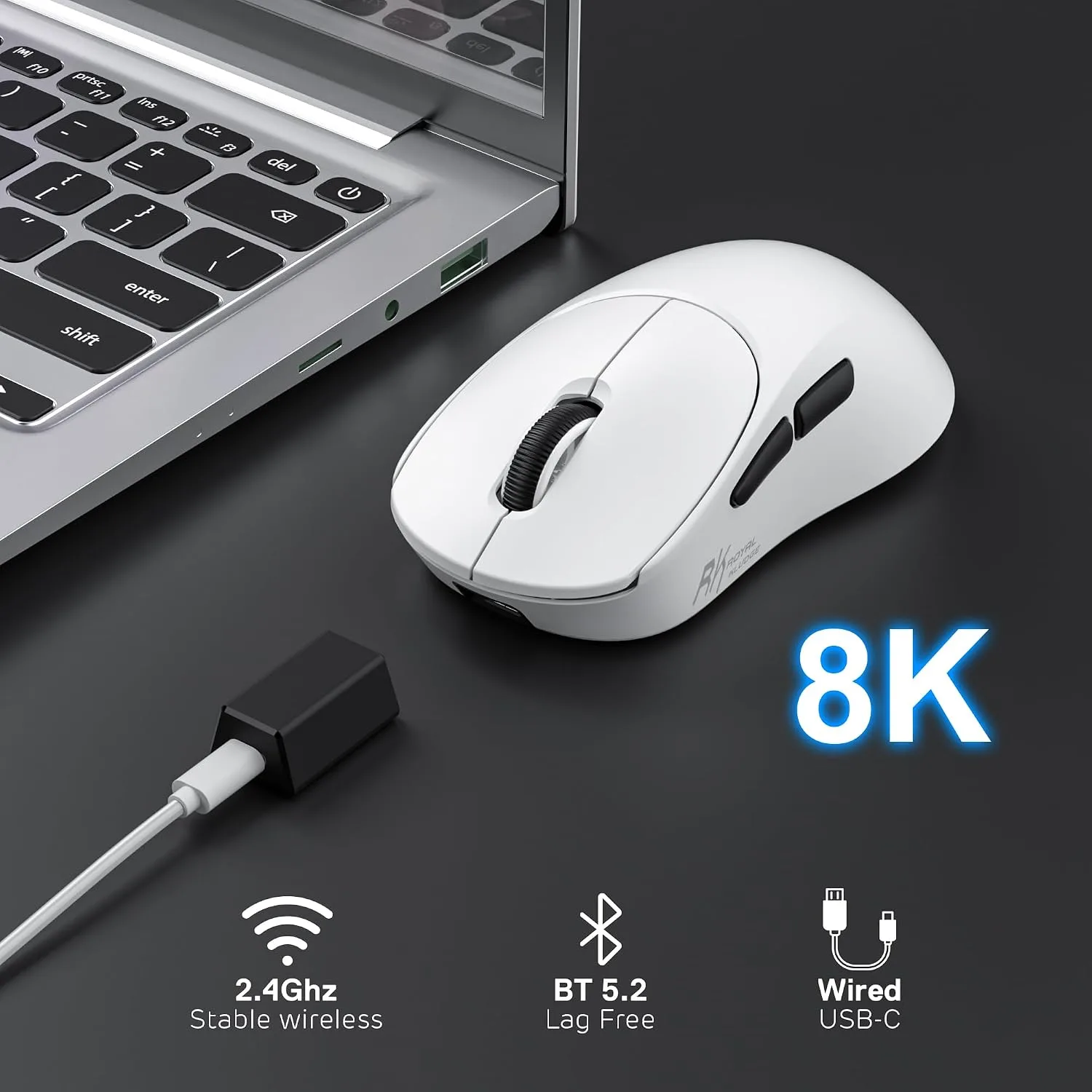 RK ROYAL KLUDGE MG5 8K Wireless Gaming Mouse 42000 DPI PAW3950 Sensor
