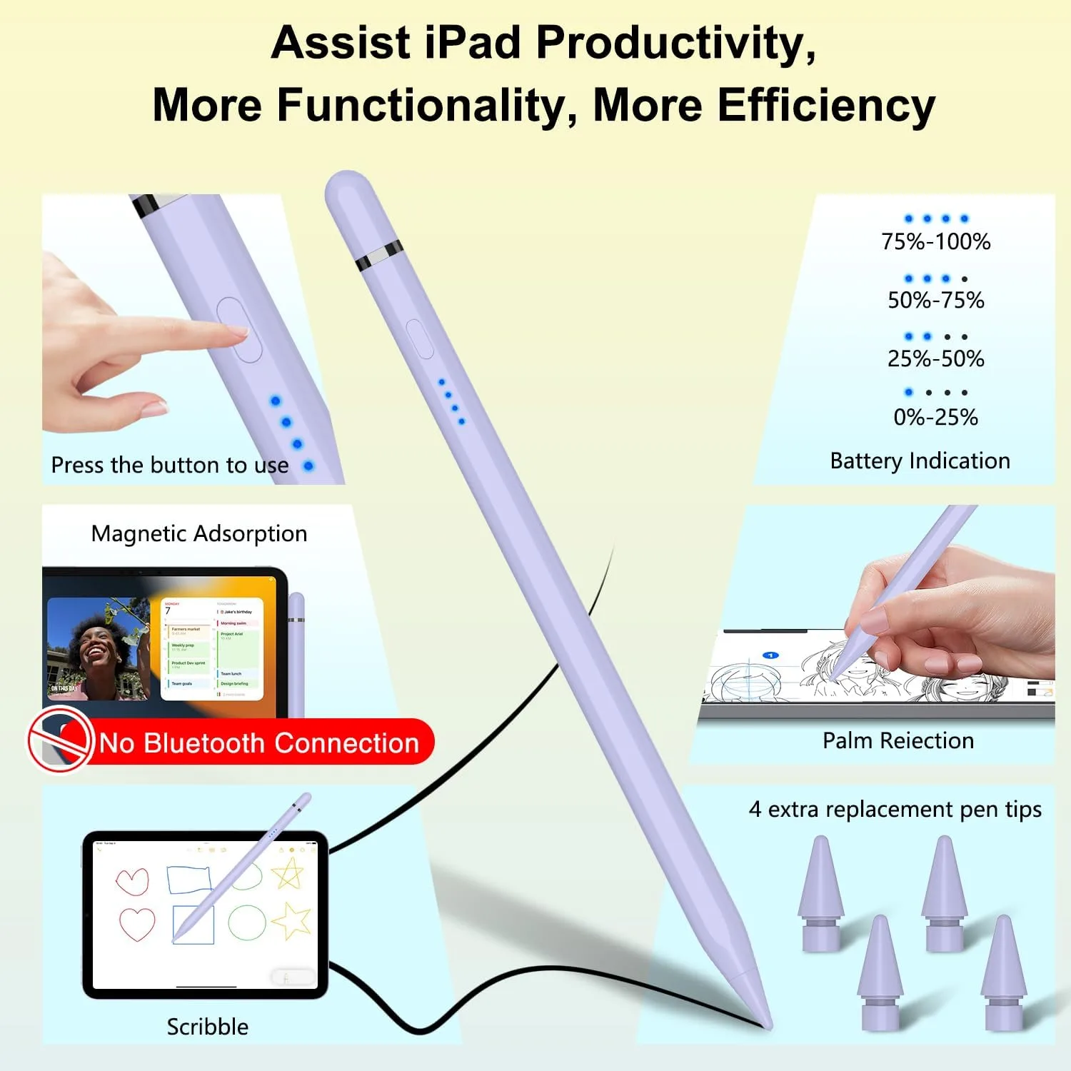Pencil 1st Generation for iPad (2026-2018), iPad Pencil USB C Fast Charging