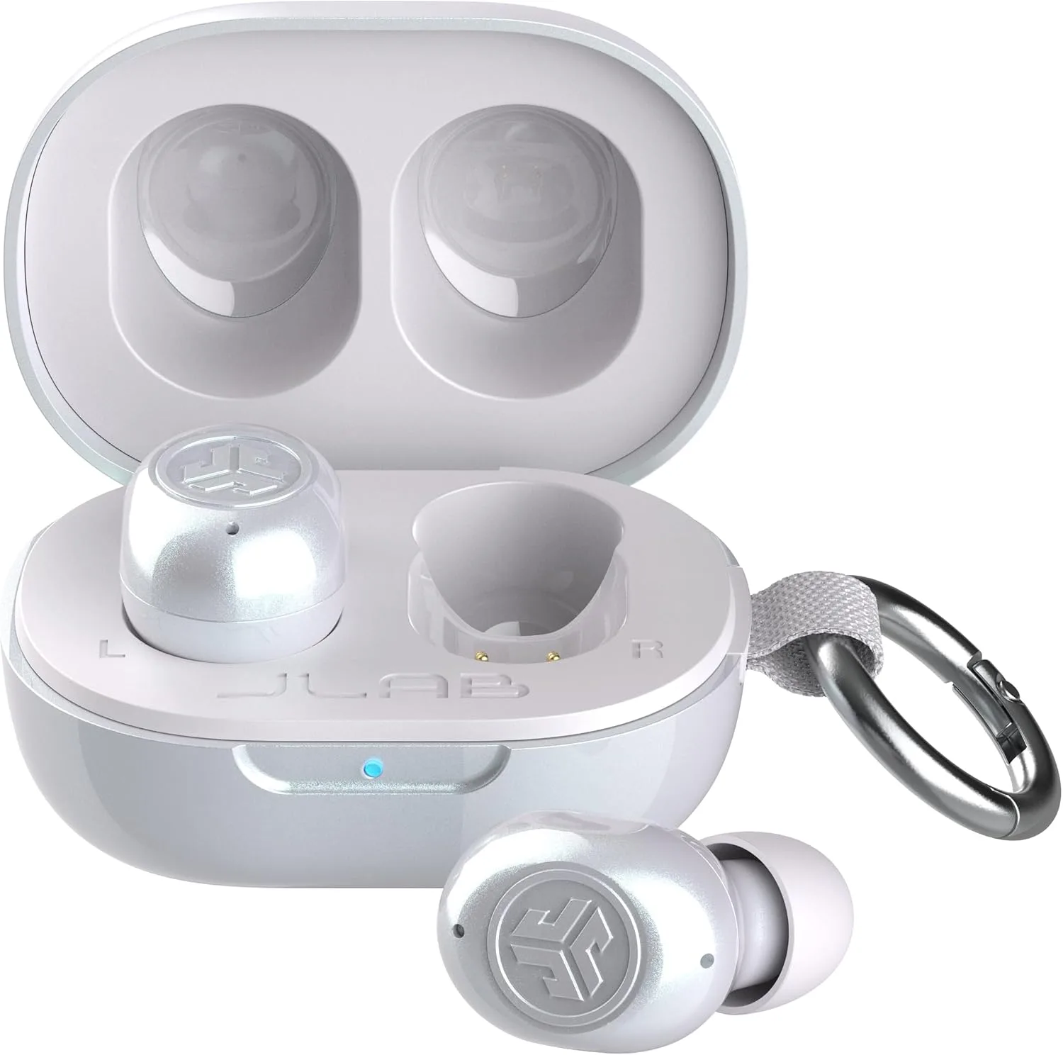 JLab JBuds Mini ANC Jelle True Wireless Bluetooth Earbuds with Apple Find My, Pearl Next Door