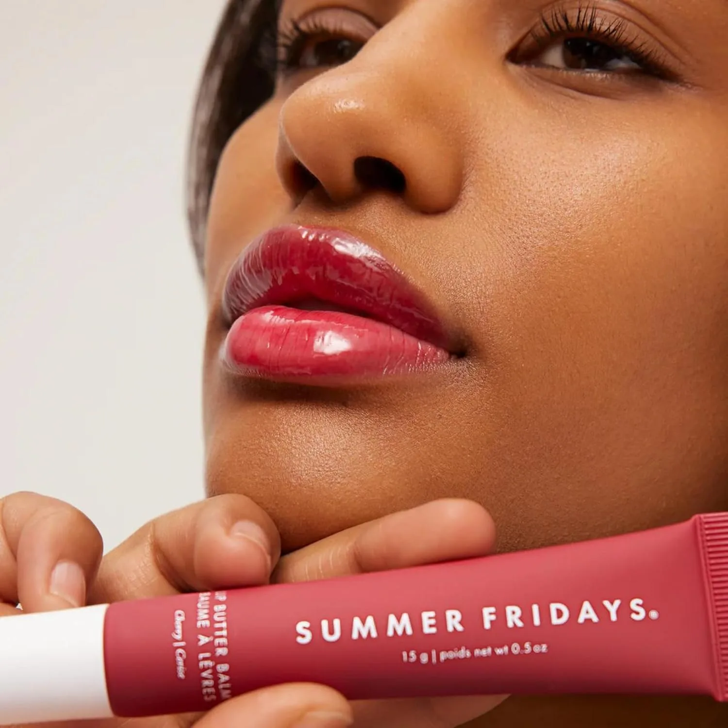 Summer Fridays Lip Butter Balm - Moisturizing Lip Gloss for Instant Shine + Sheer Color - With Nourishing Shea Butter - Everyday Makeup + Skin Care Summer Essentials - Vegan - Cherry (.5 Oz)