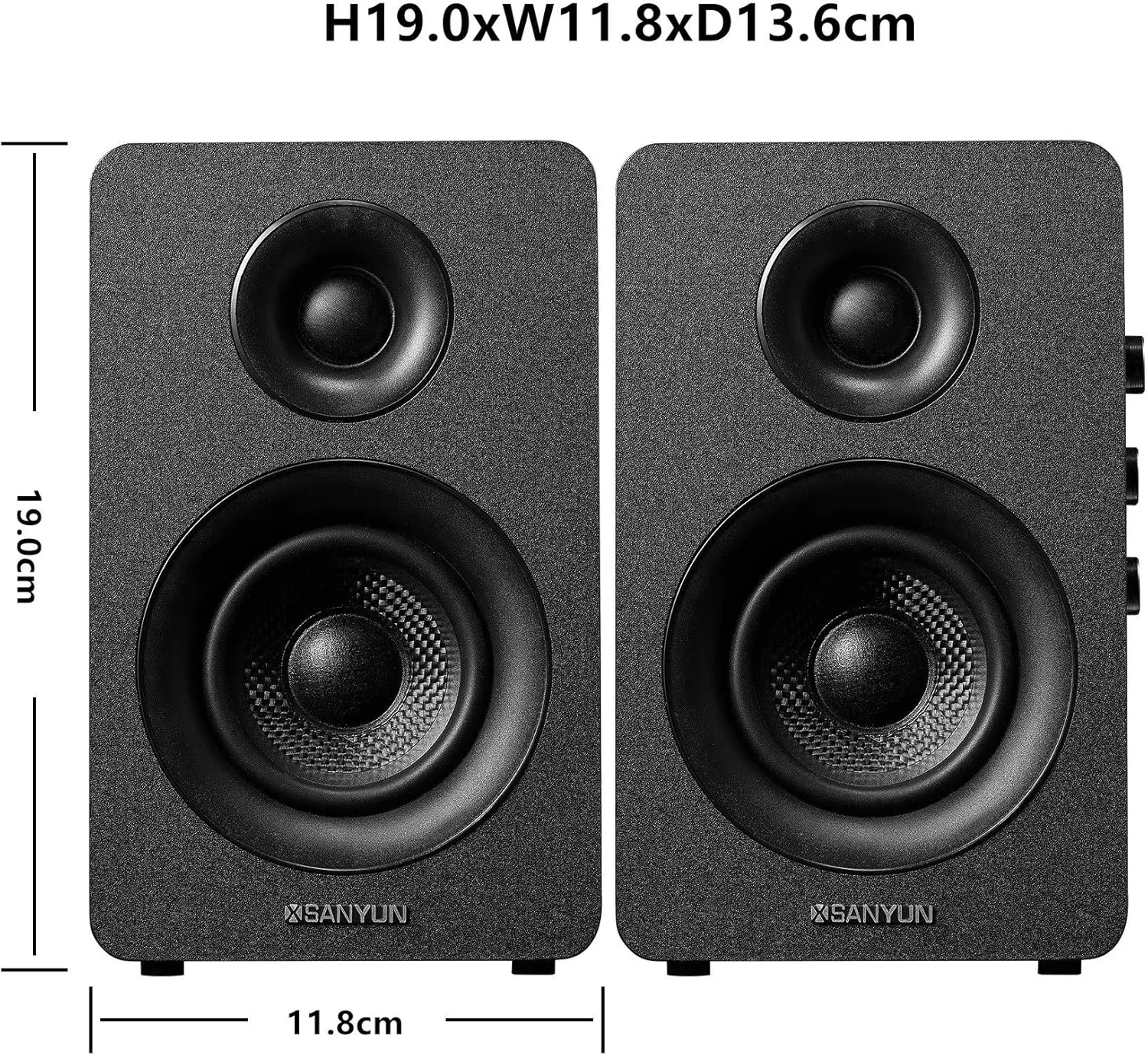 Sanyun SW208 3" Active Bluetooth 5.0 Bookshelf Speakers, Built-in 24bit DAC